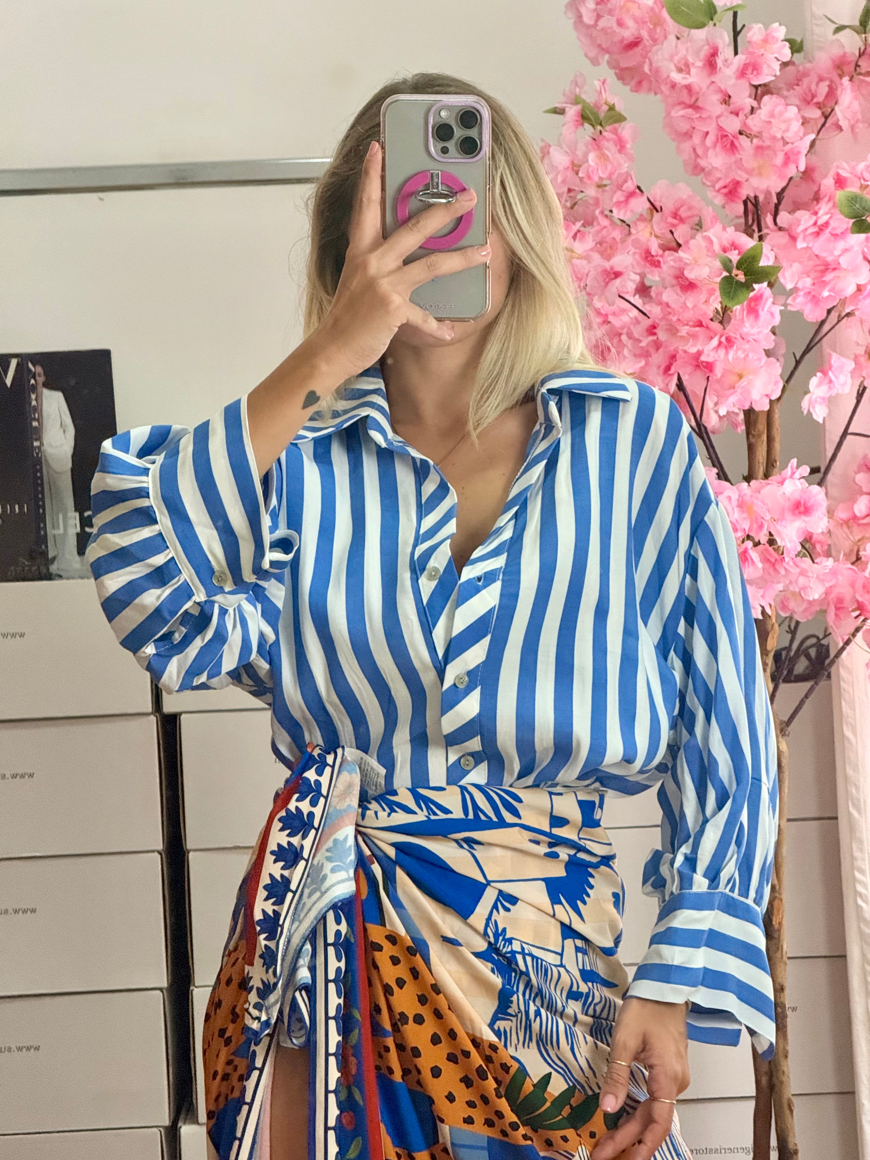 CAMICIA RIGHE MANICA A SBUFFO