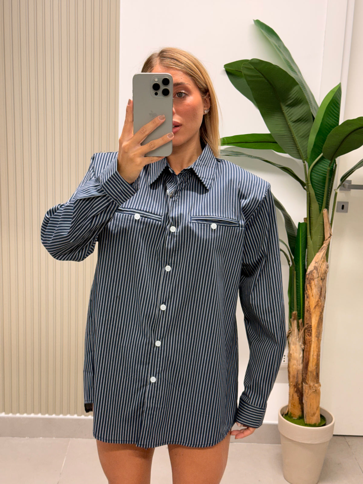 CAMICIA GESSATA BLU