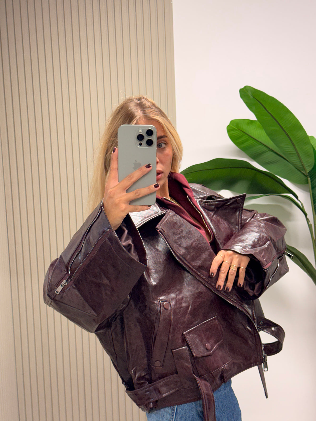 CHIODO ECOPELLE OVERSIZE MARSIGLIA BURGUNDY