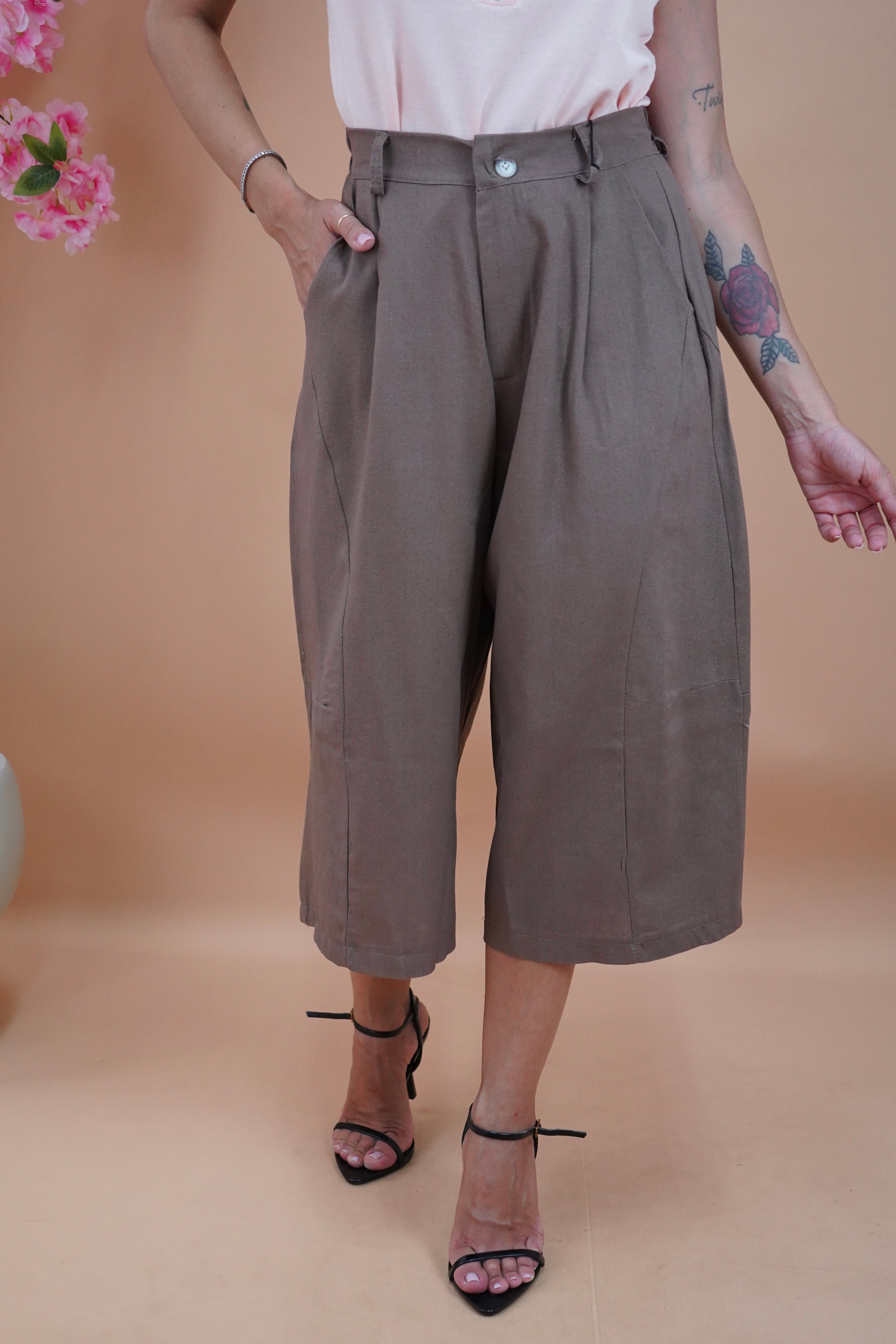 BERMUDA MAXI IN LINO FANGO