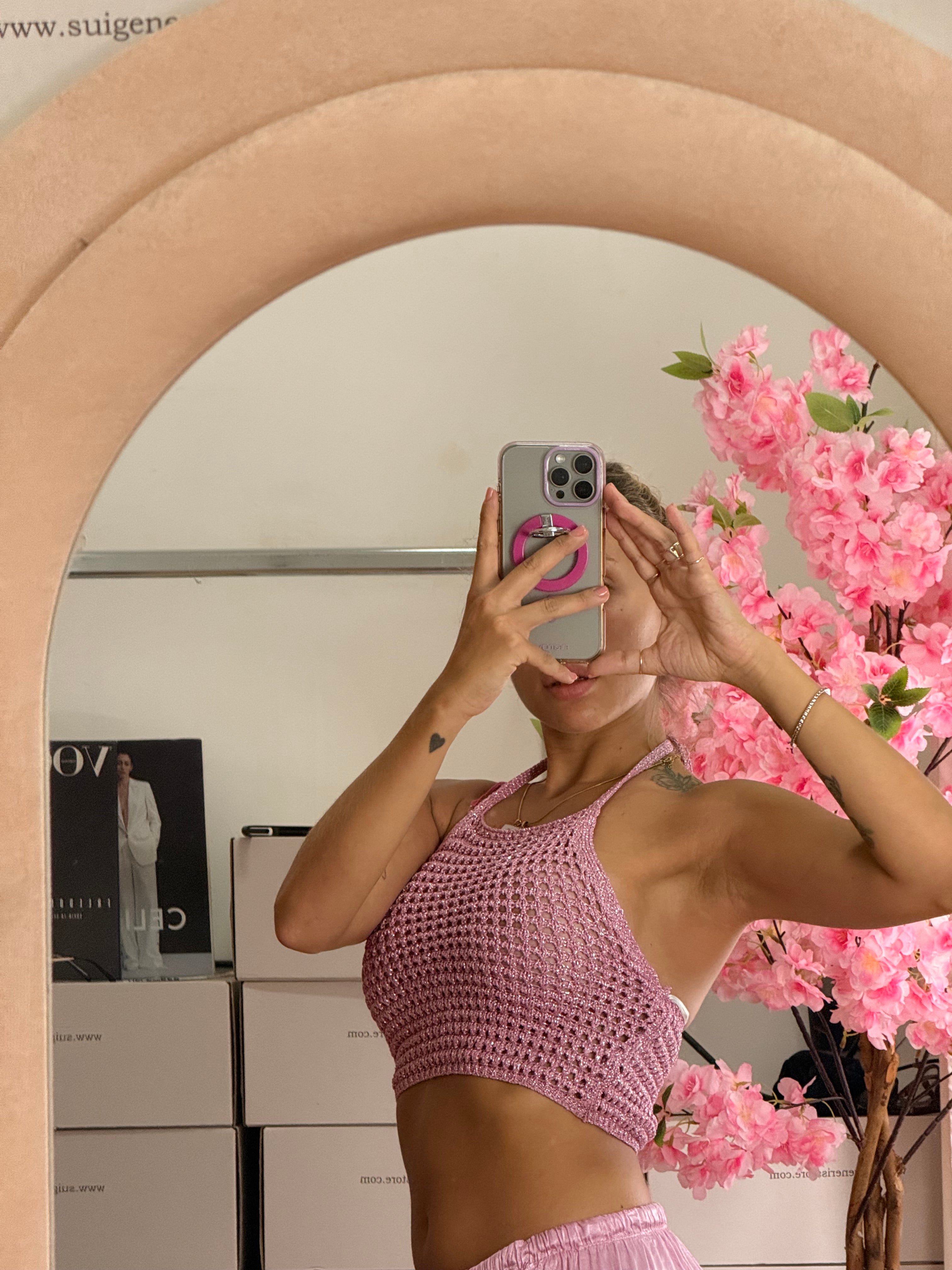 TOP UNCINETTO ROSA