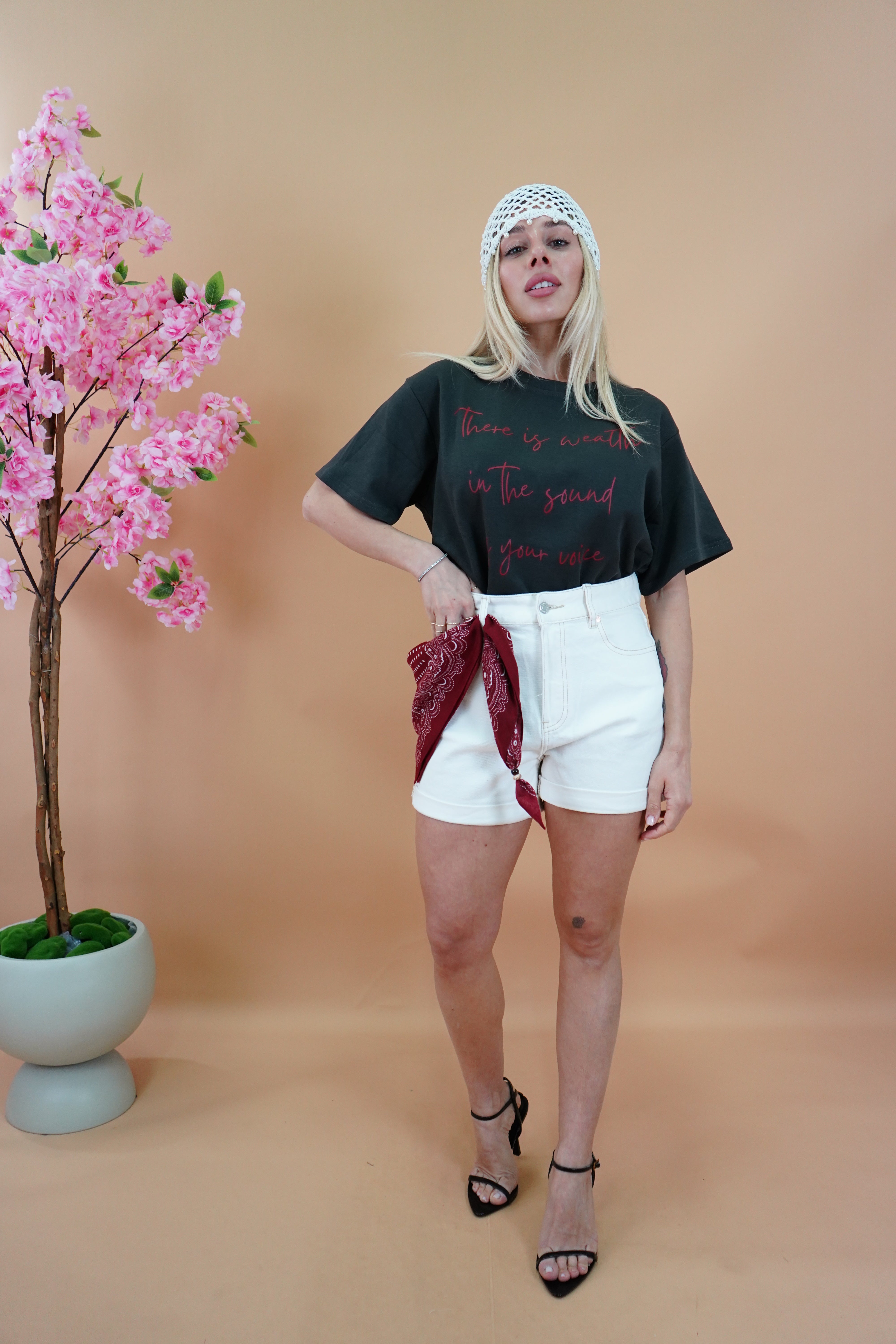 SHORTS MOMFIT DENIM BIANCO
