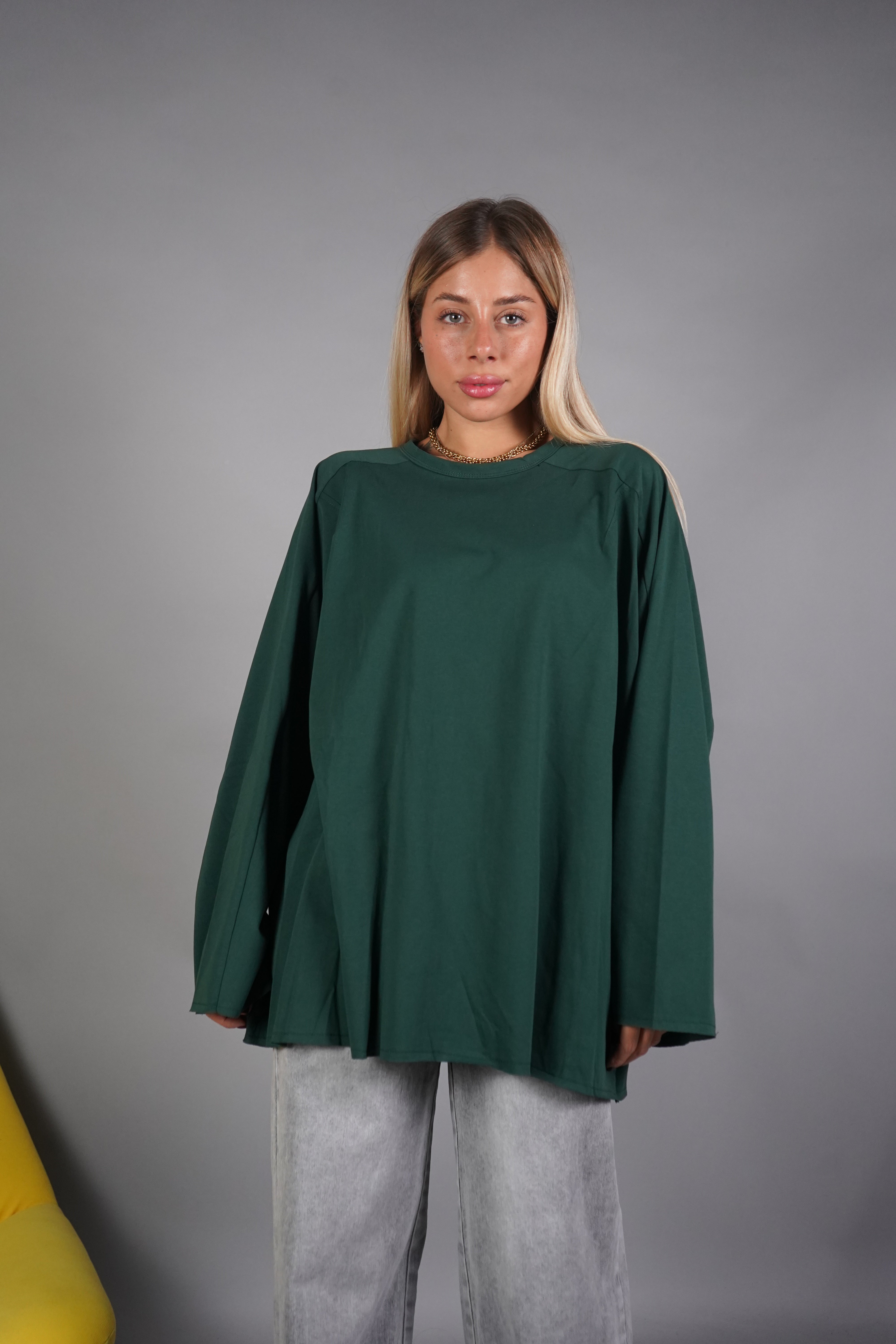 T-SHIRT LONG SLEEVE VERDE PETROLIO