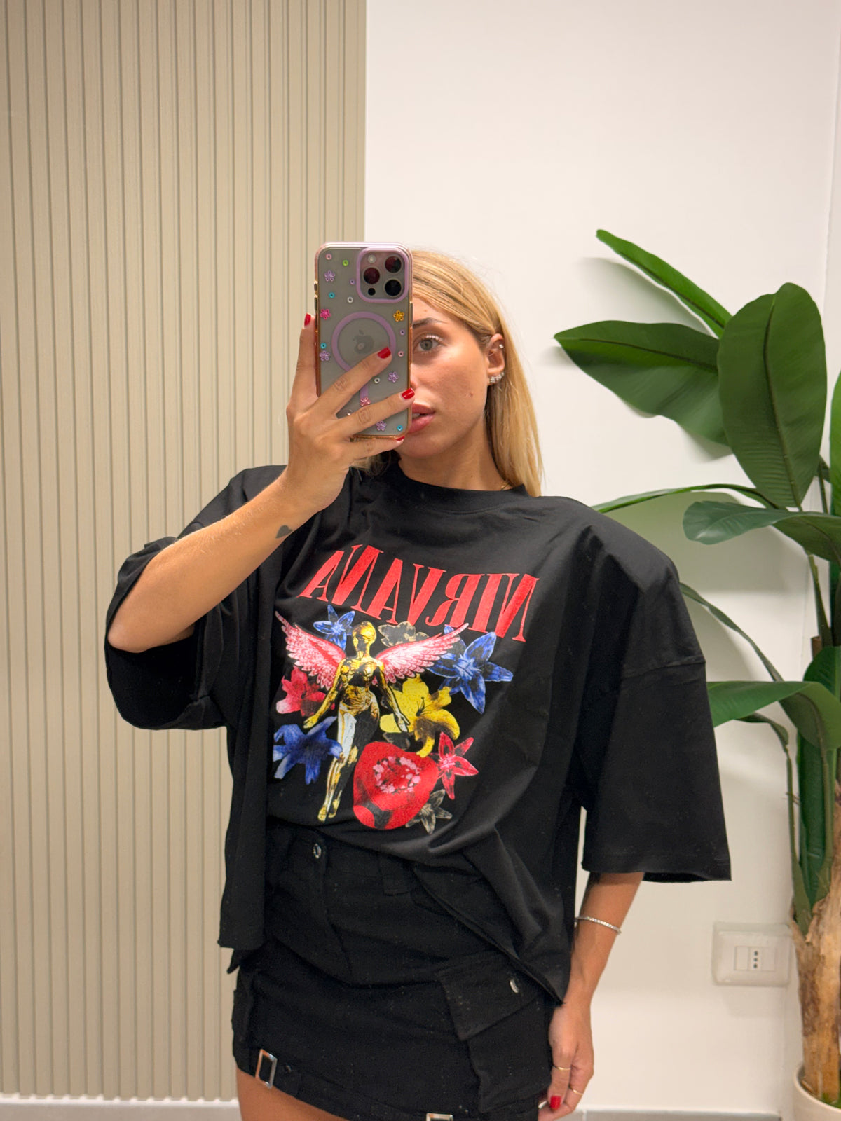 T-SHIRT BOXY NIRVANA NERA