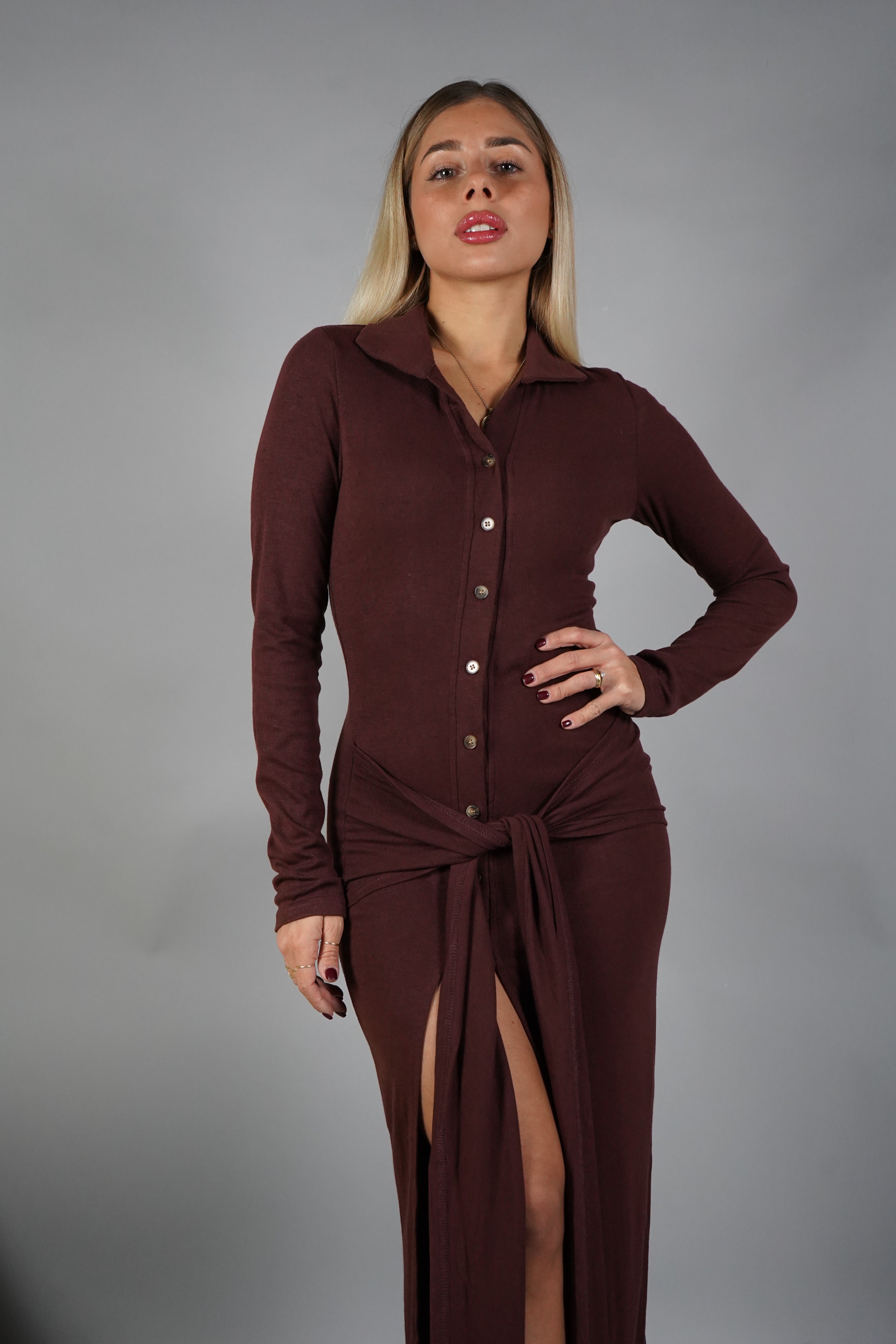 LONG DRESS BOTTONI CHOCO