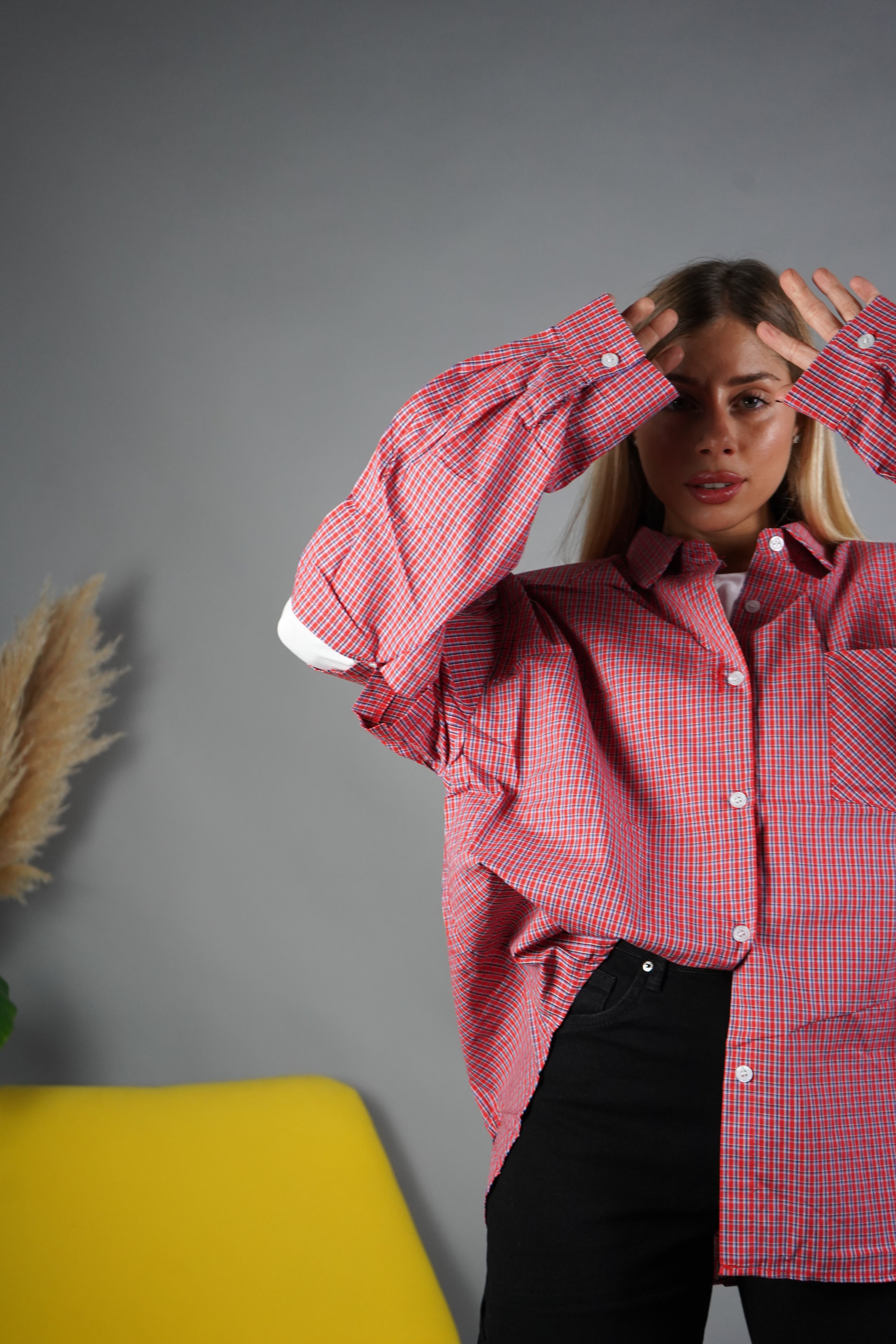 CAMICIA QUADRI MANICA RIMOVIBILE ROSSA