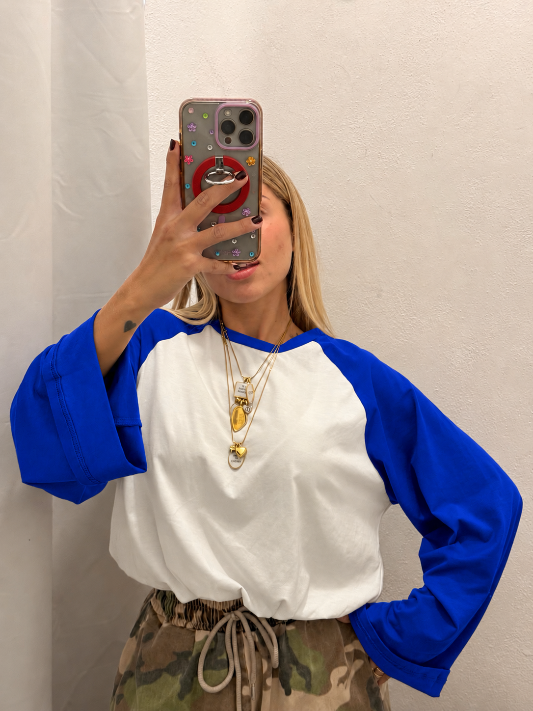 T-SHIRT LONG SLEVEE BICOLOR BLU