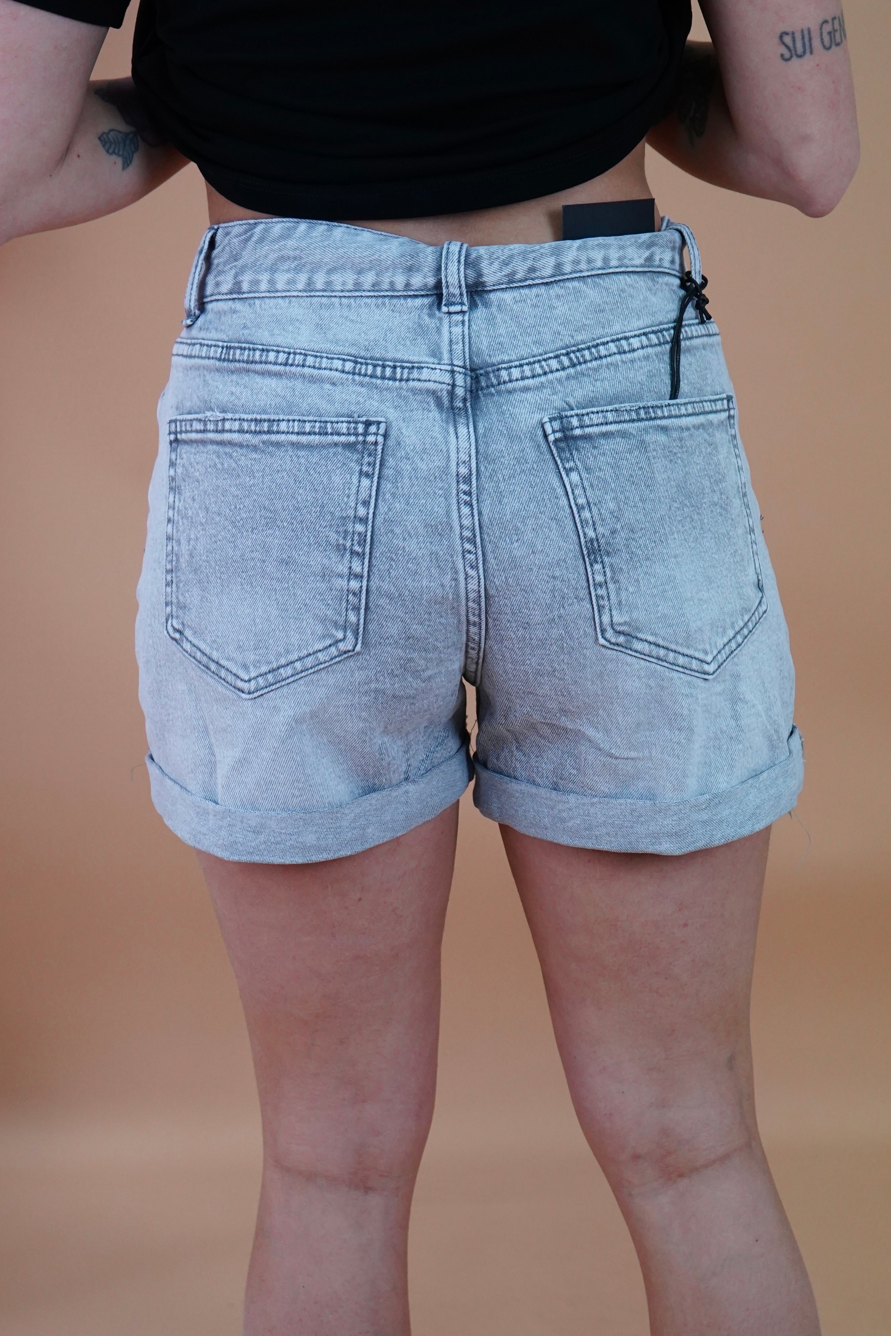 SHORTS MOMFIT DENIM GRIGIO
