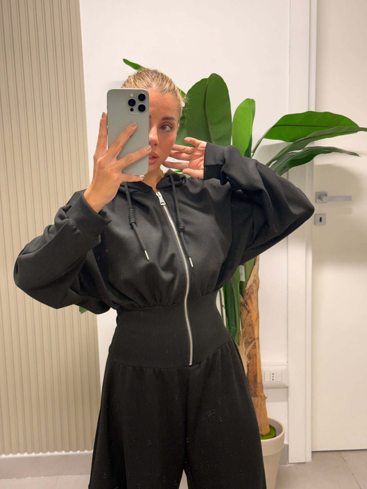JUMPSUIT CARGO CON SPALLINE NERA