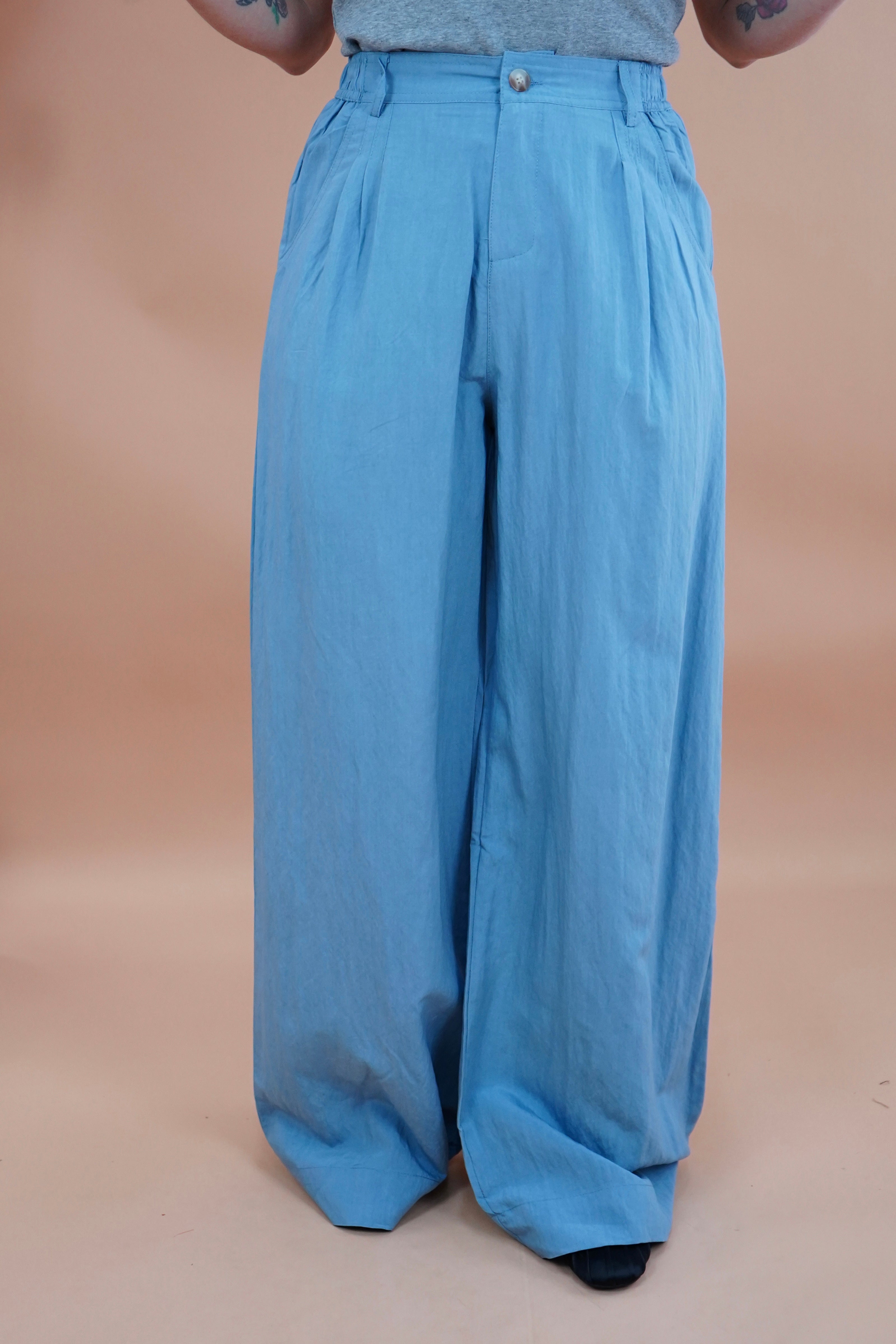 PANTALONE MORBIDO AZZURRO