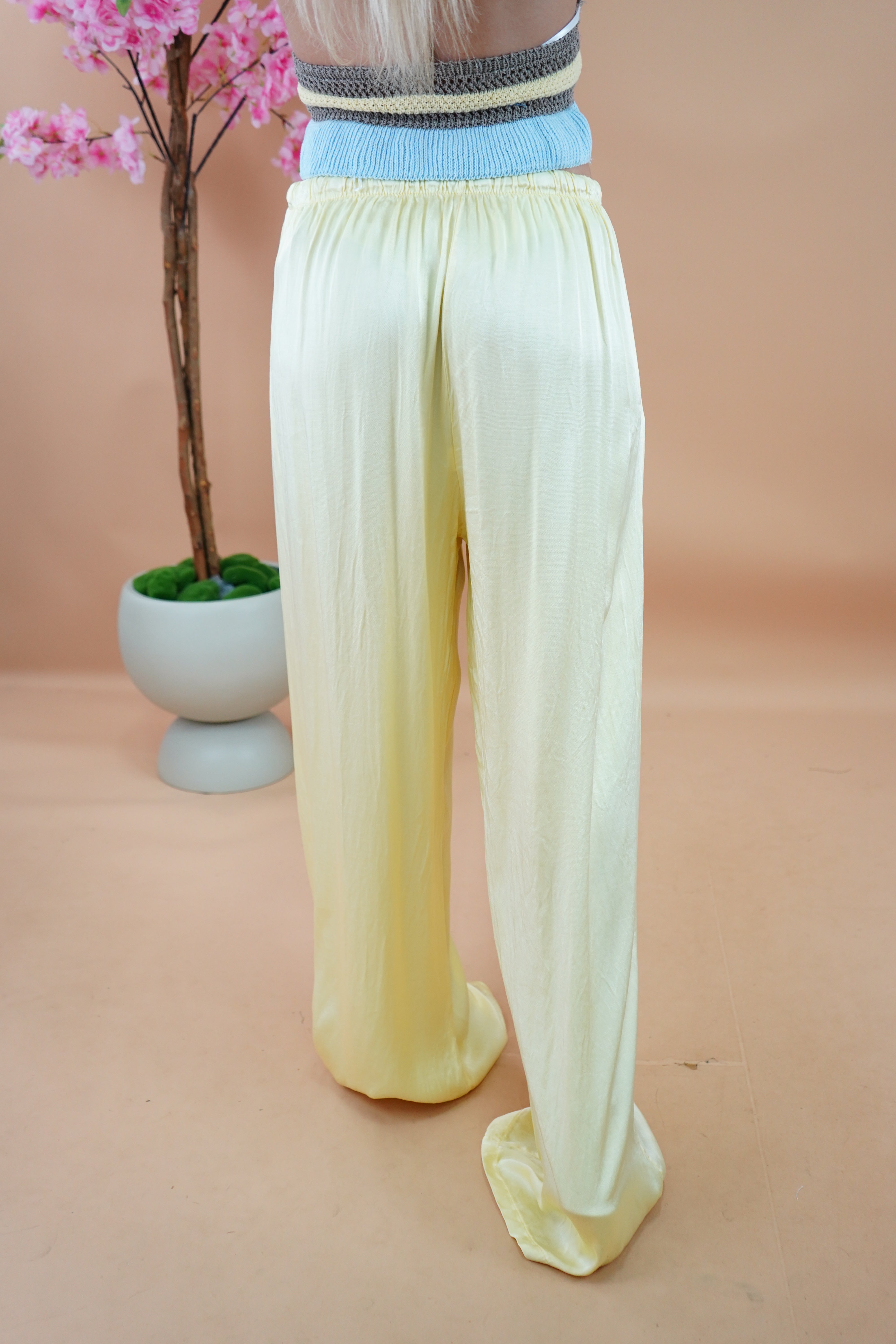 PANTALONE SATIN GIALLO