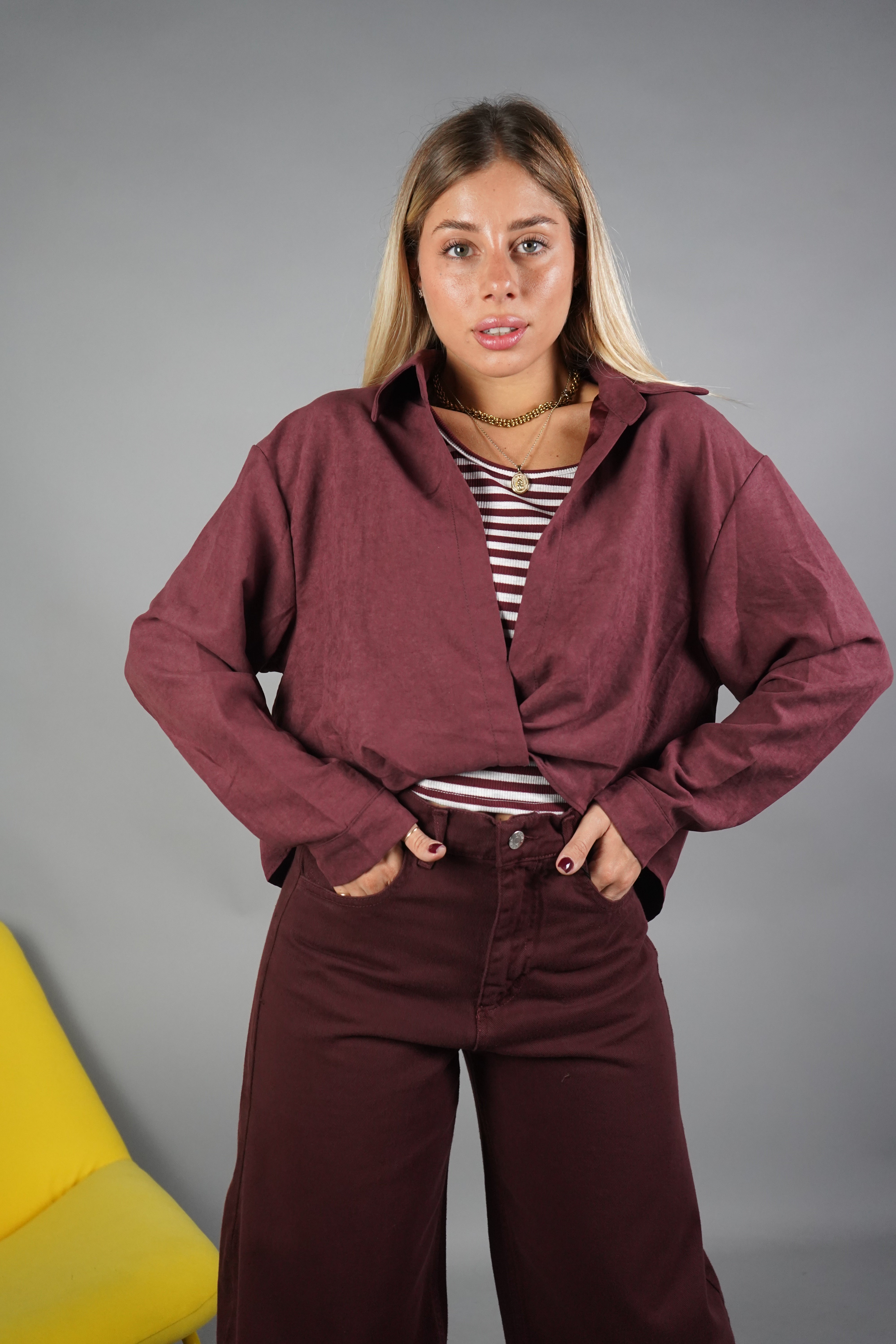 COORDINATO CAMICIA E CANOTTA BORDEAUX