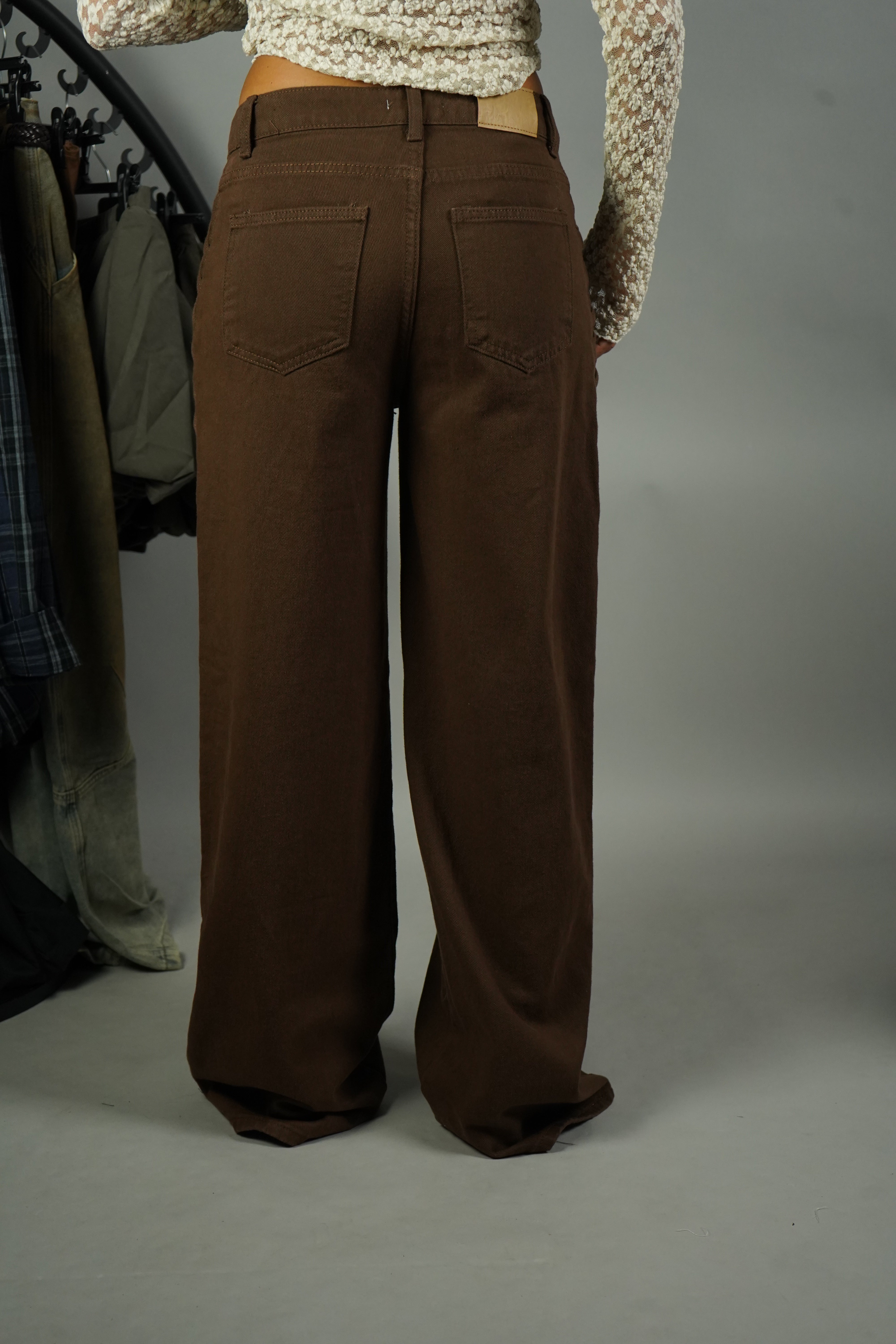 JEANS PALAZZO TRECCE MARRONE