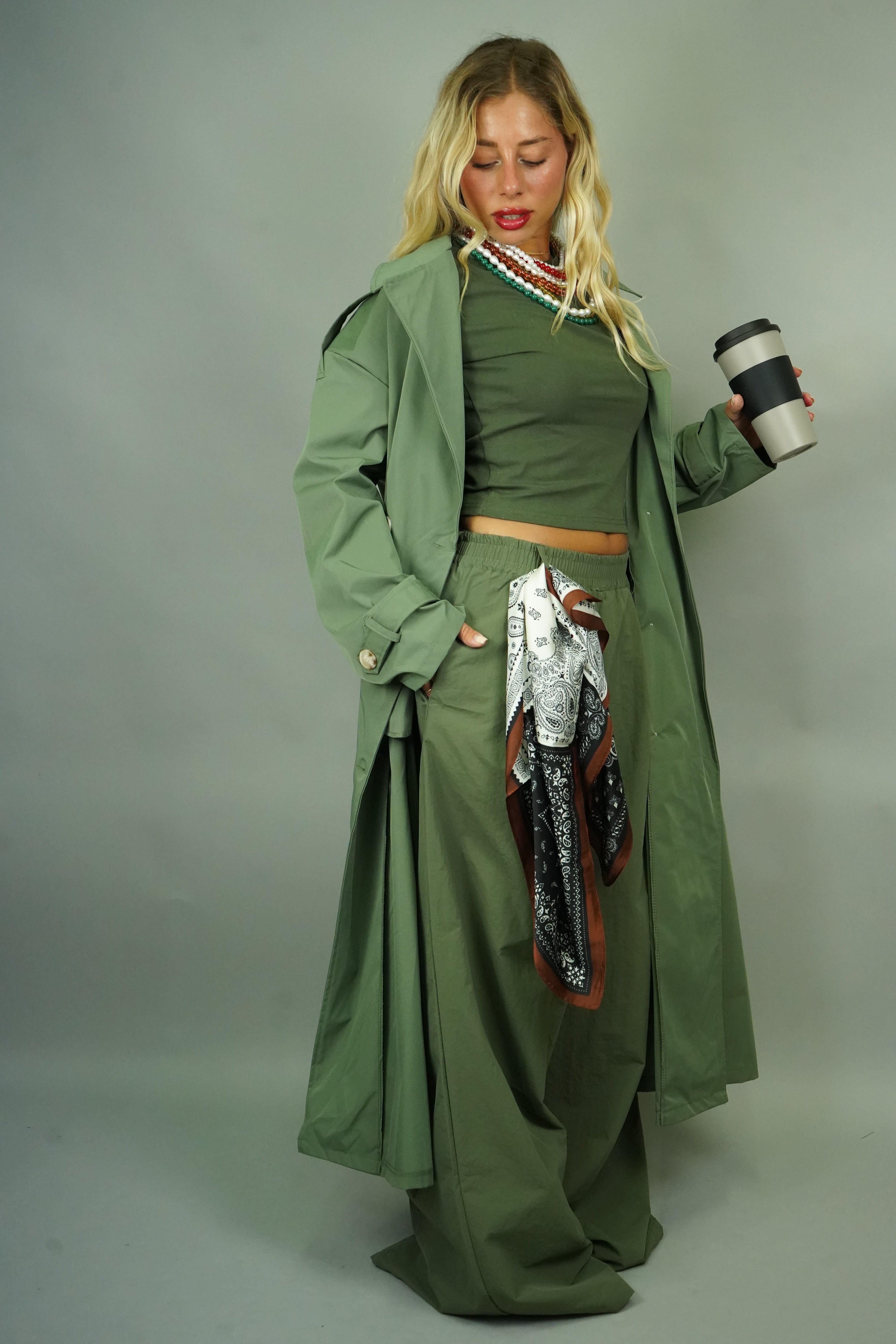 TRENCH IMPERMEABILE VERDE