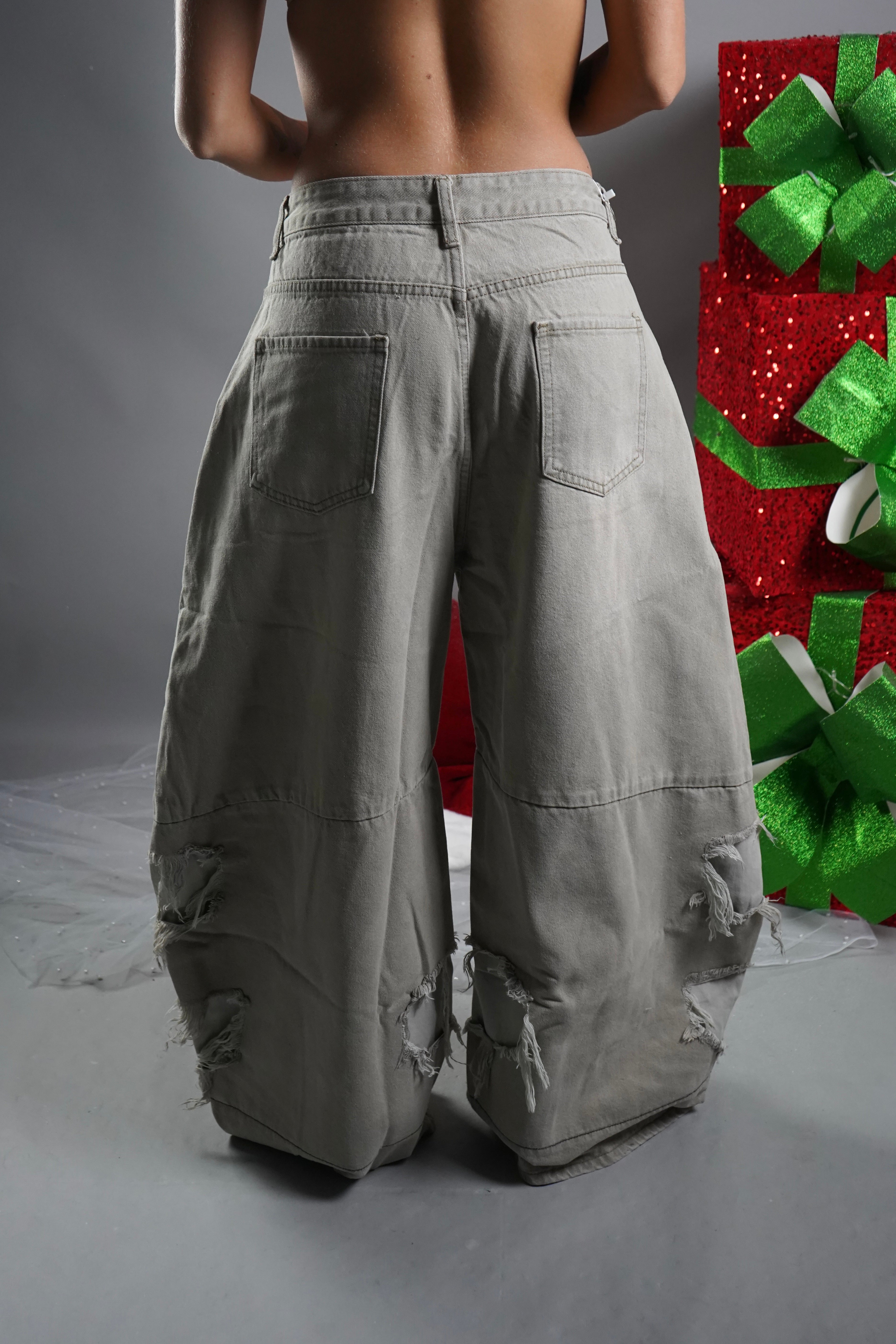 JEANS BALLON GRIGIO STRAPPI