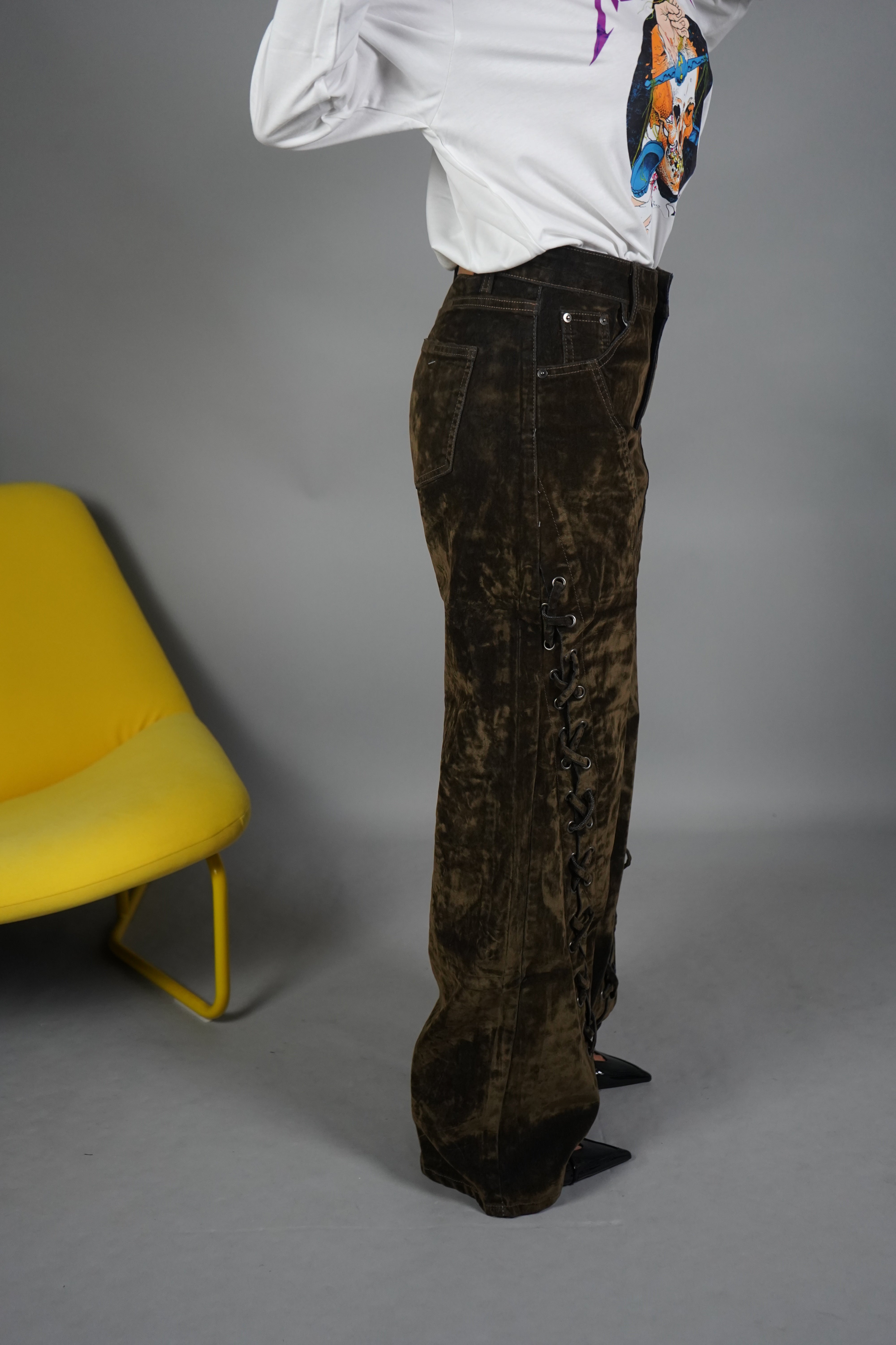 JEANS STRINGHE VELLUTO VERDE