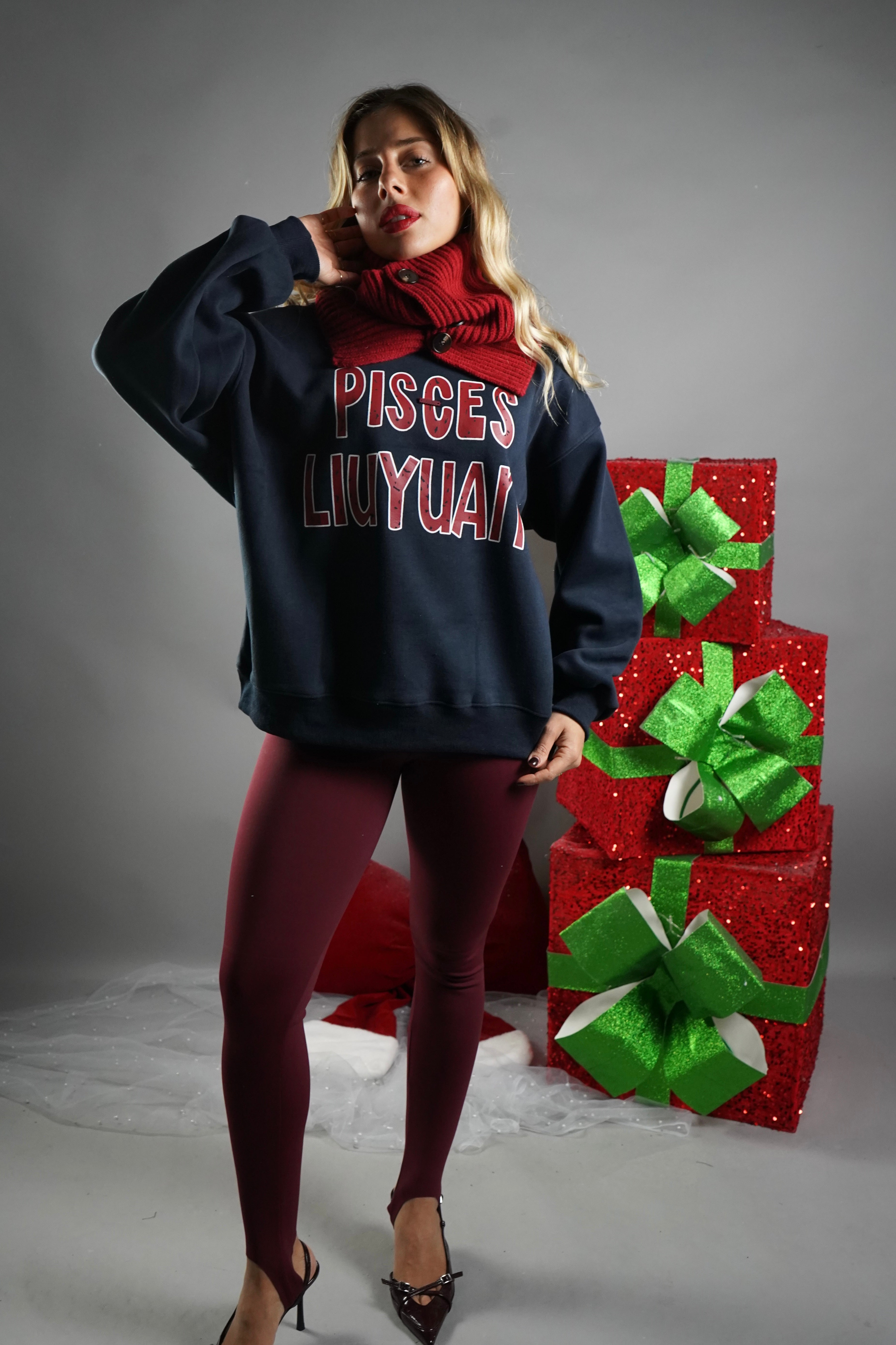 FELPA LUIS CON SCIARPA BLU