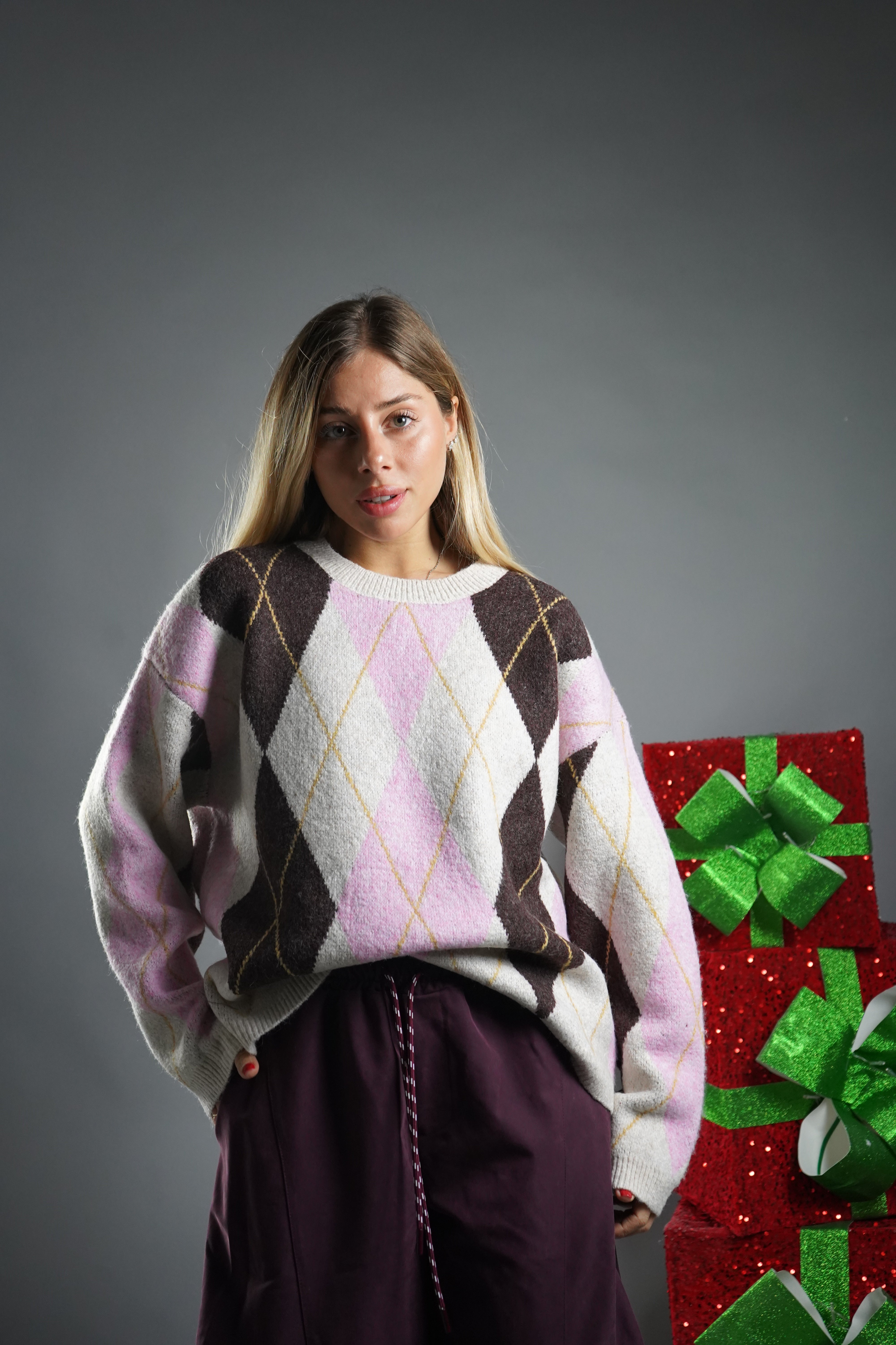 PULL SCACCHI PANNA E ROSA