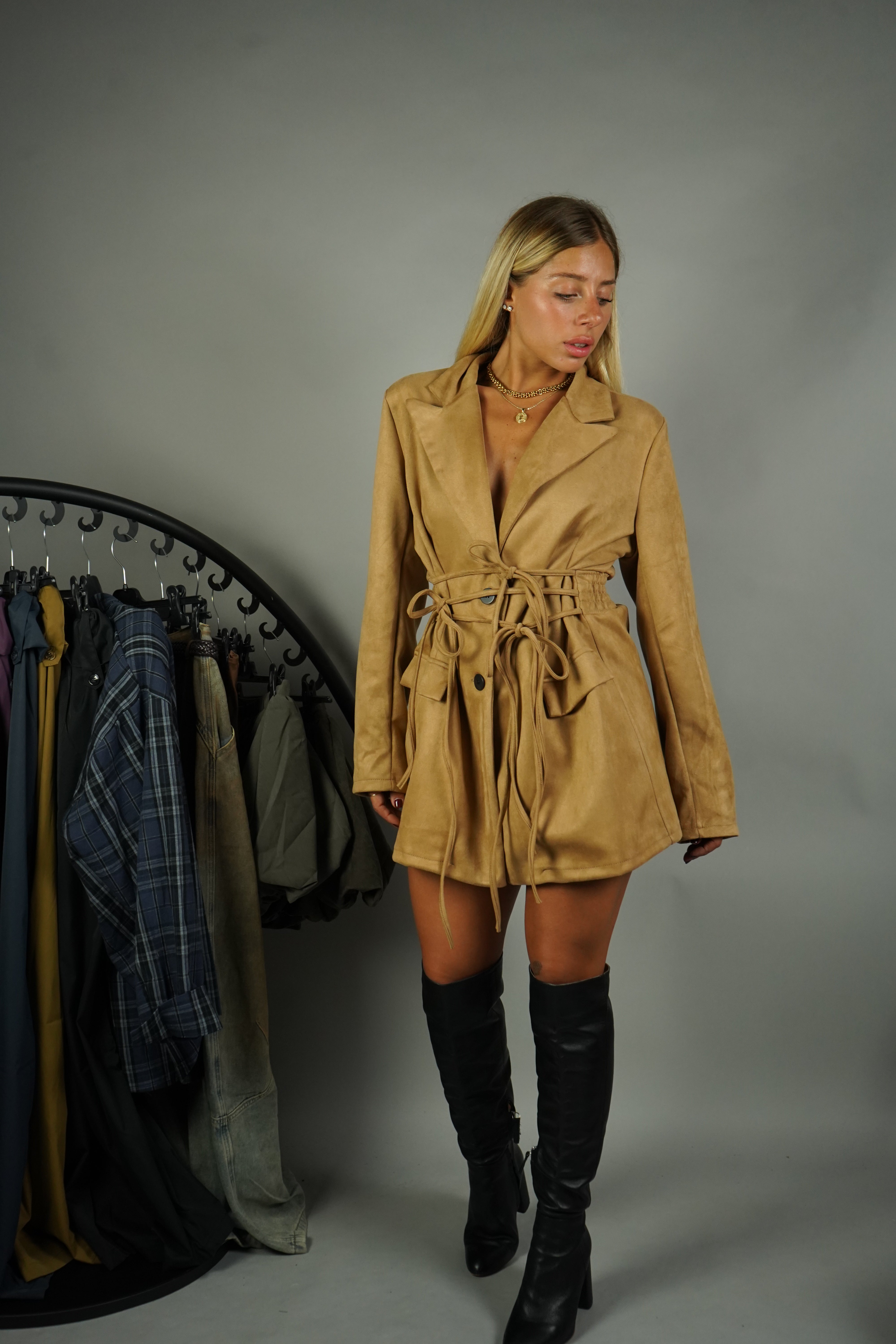 BLAZER DRESS CAMOSCIO BEIGE