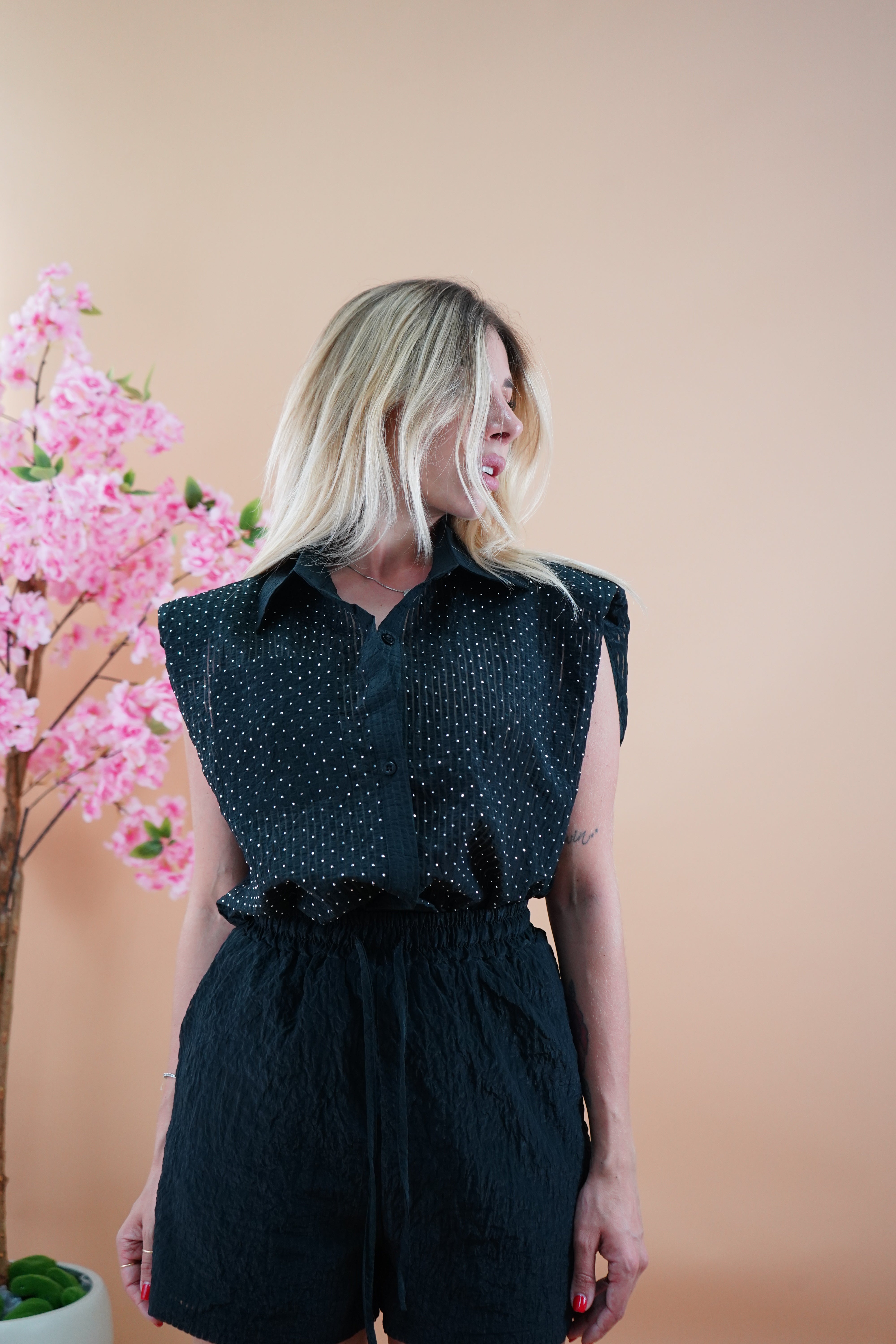 COORDINATO STRASS NERO