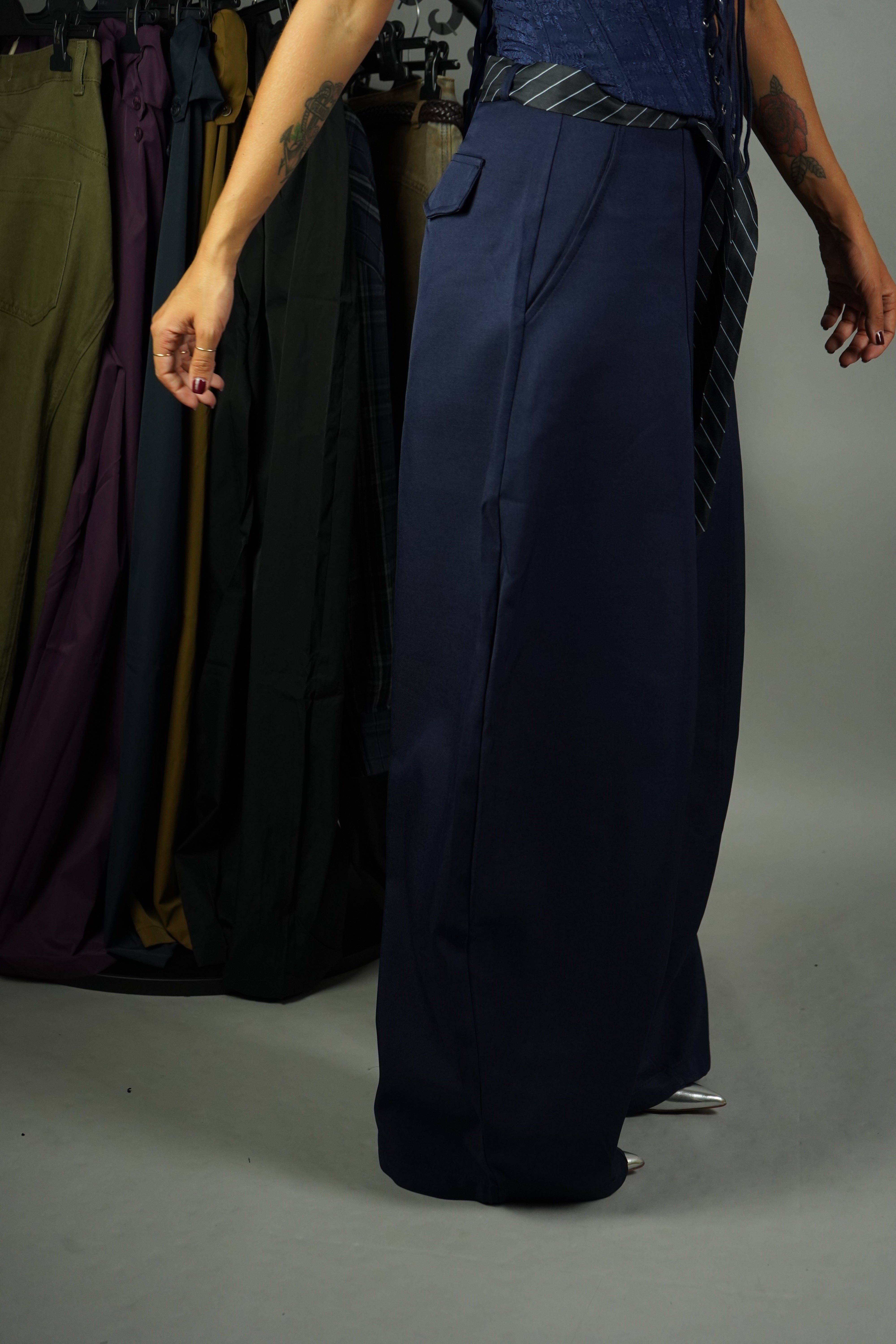 PANTALONE BALLON CRAVATTA BLU
