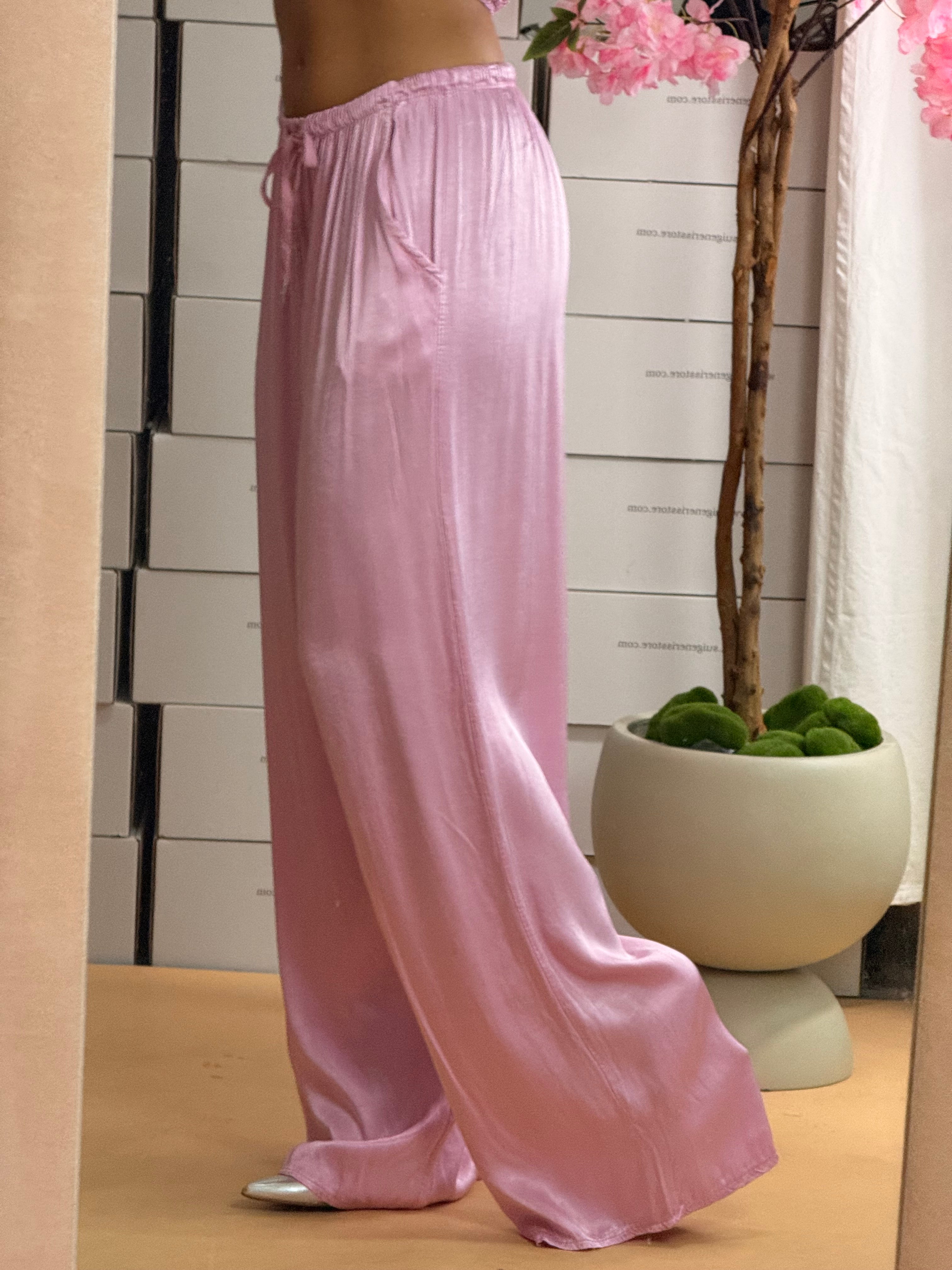PANTALONE SATIN ROSA