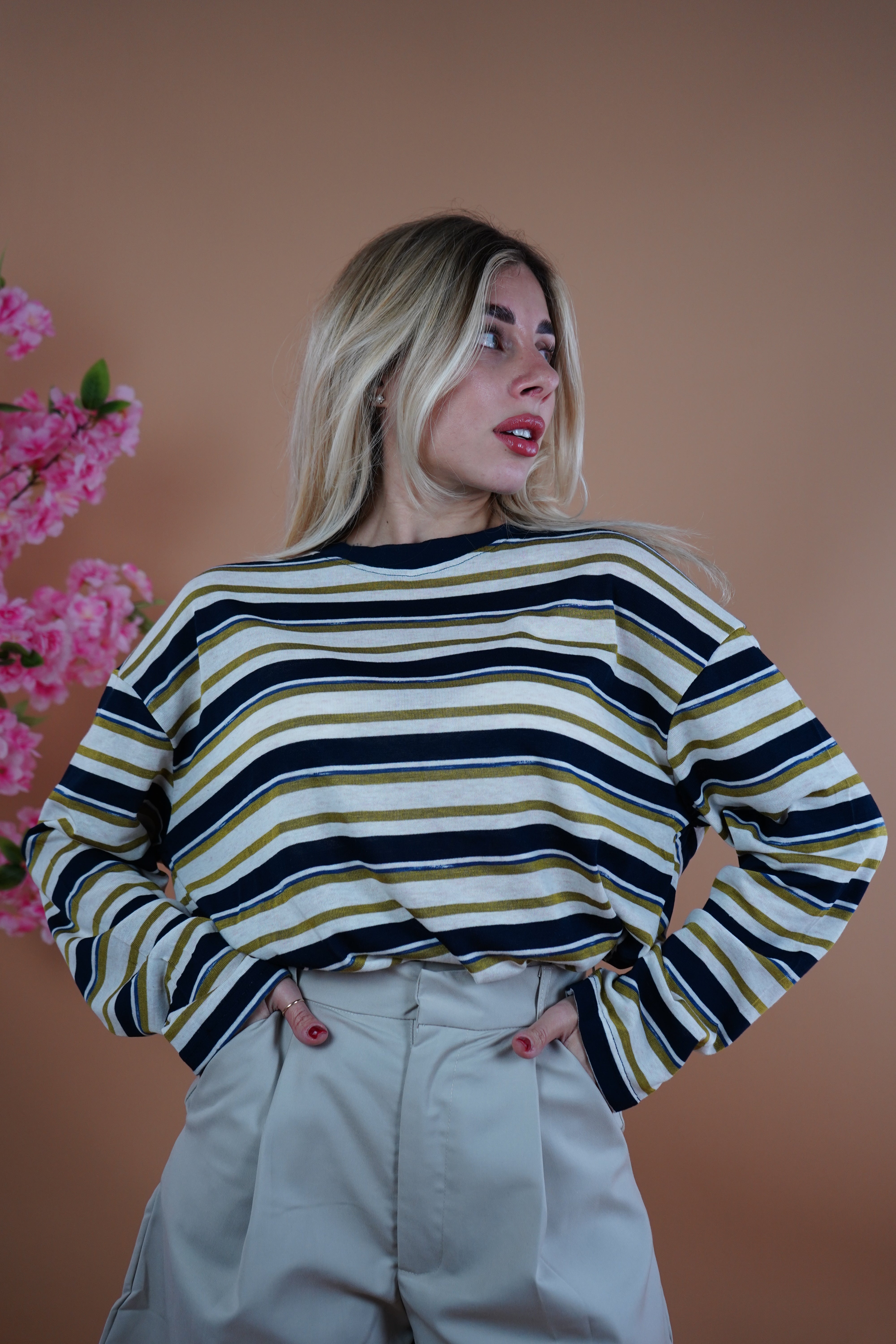 MAGLIA SOFT RIGHE BLU