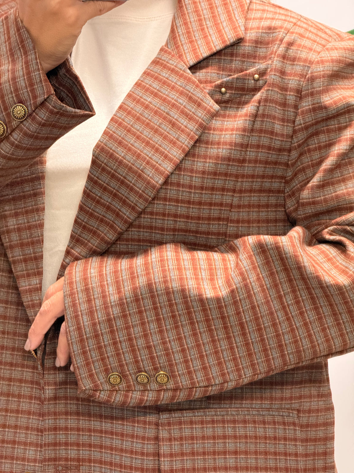 BLAZER OVERSIZE QUADRETTI BORDEAUX