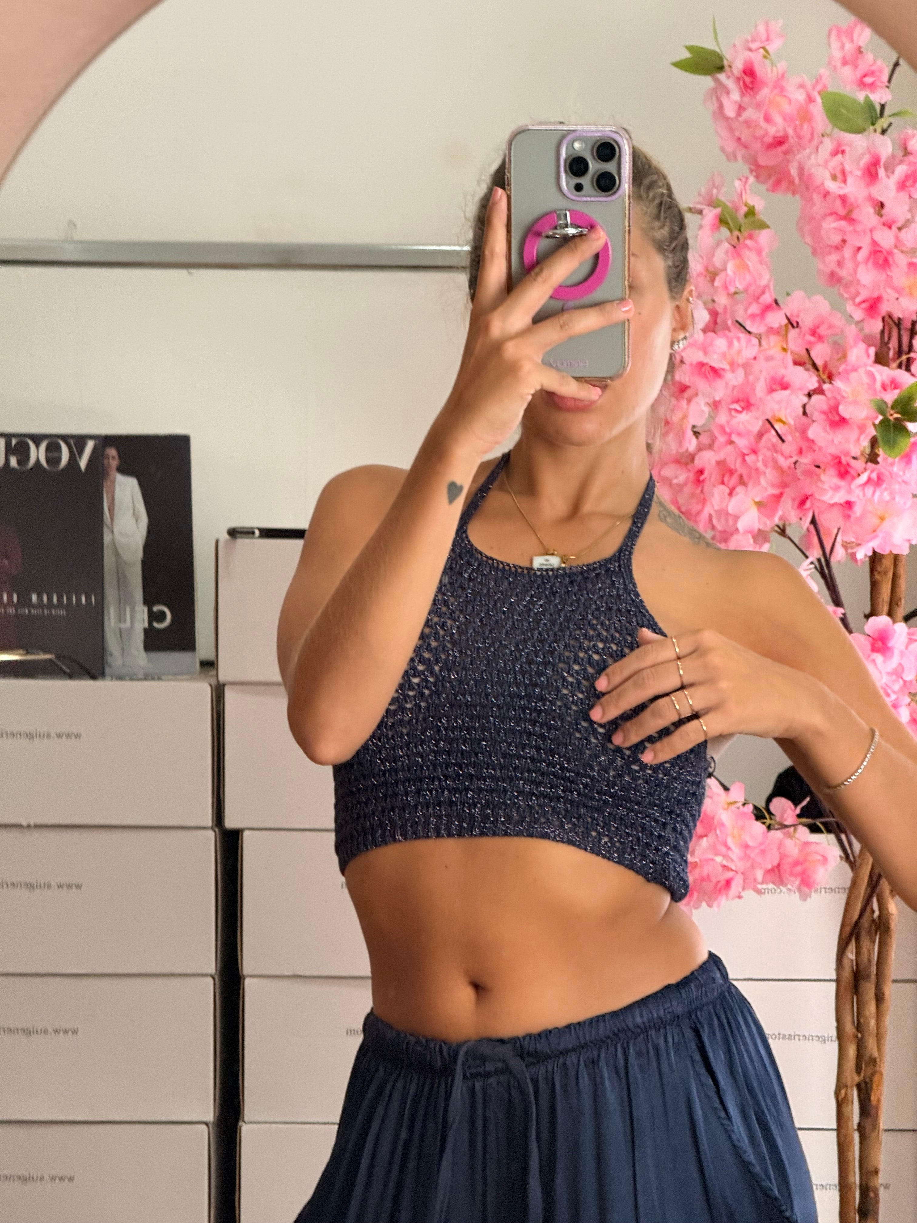 TOP UNCINETTO BLU