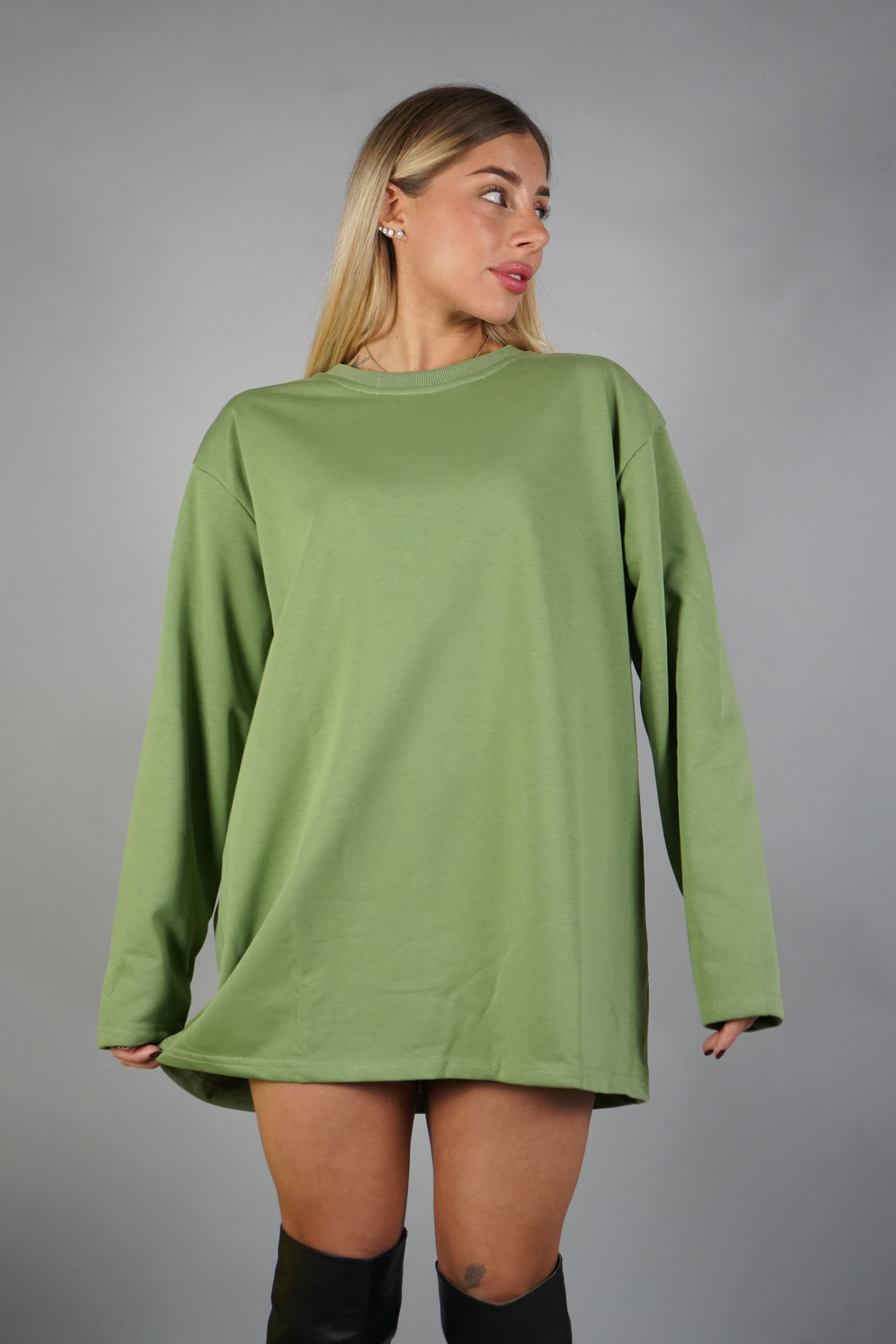 FELPA LEGGERA OVERSIZE VERDE