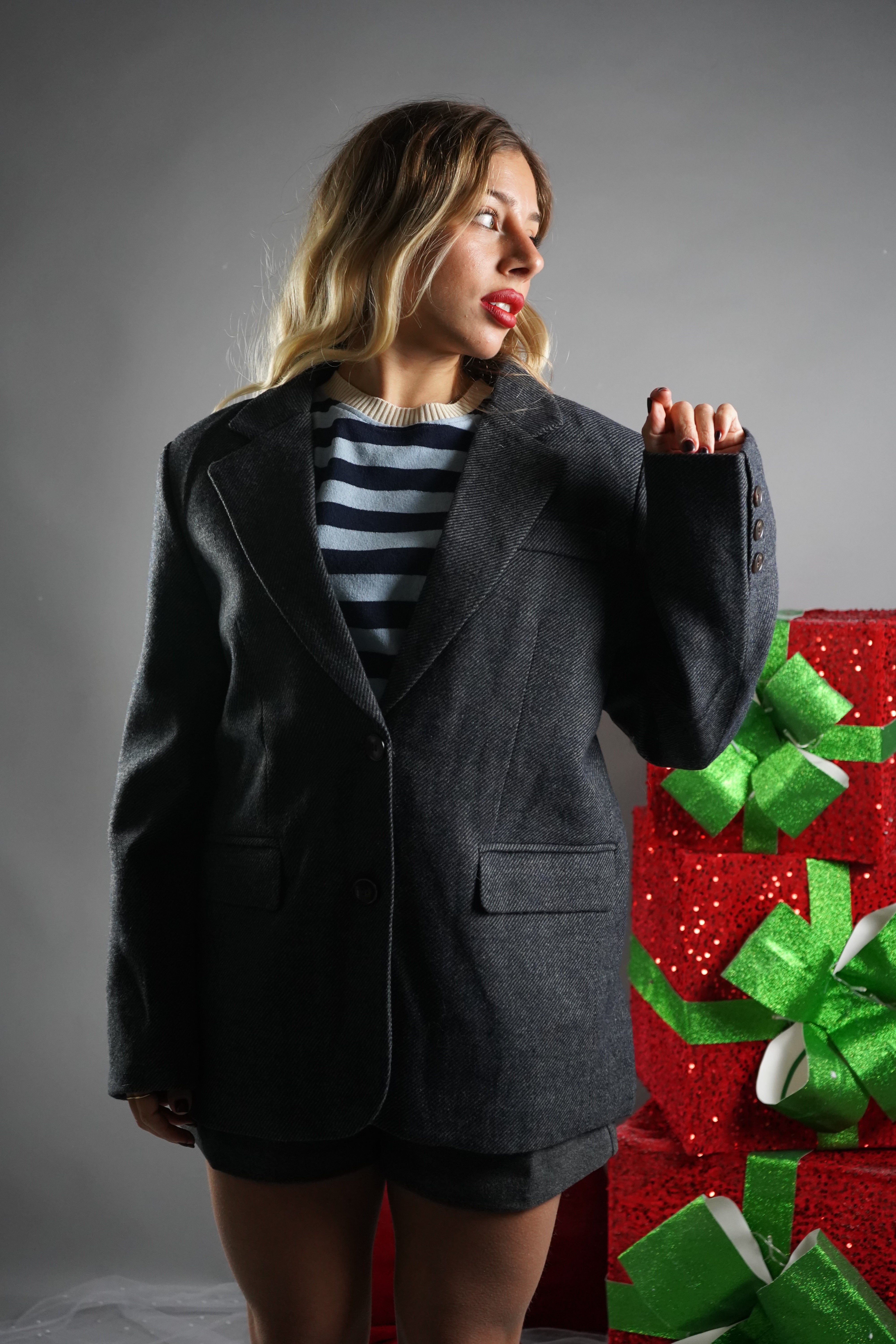 BLAZER LANA TRAPUNTATO GRIGIO