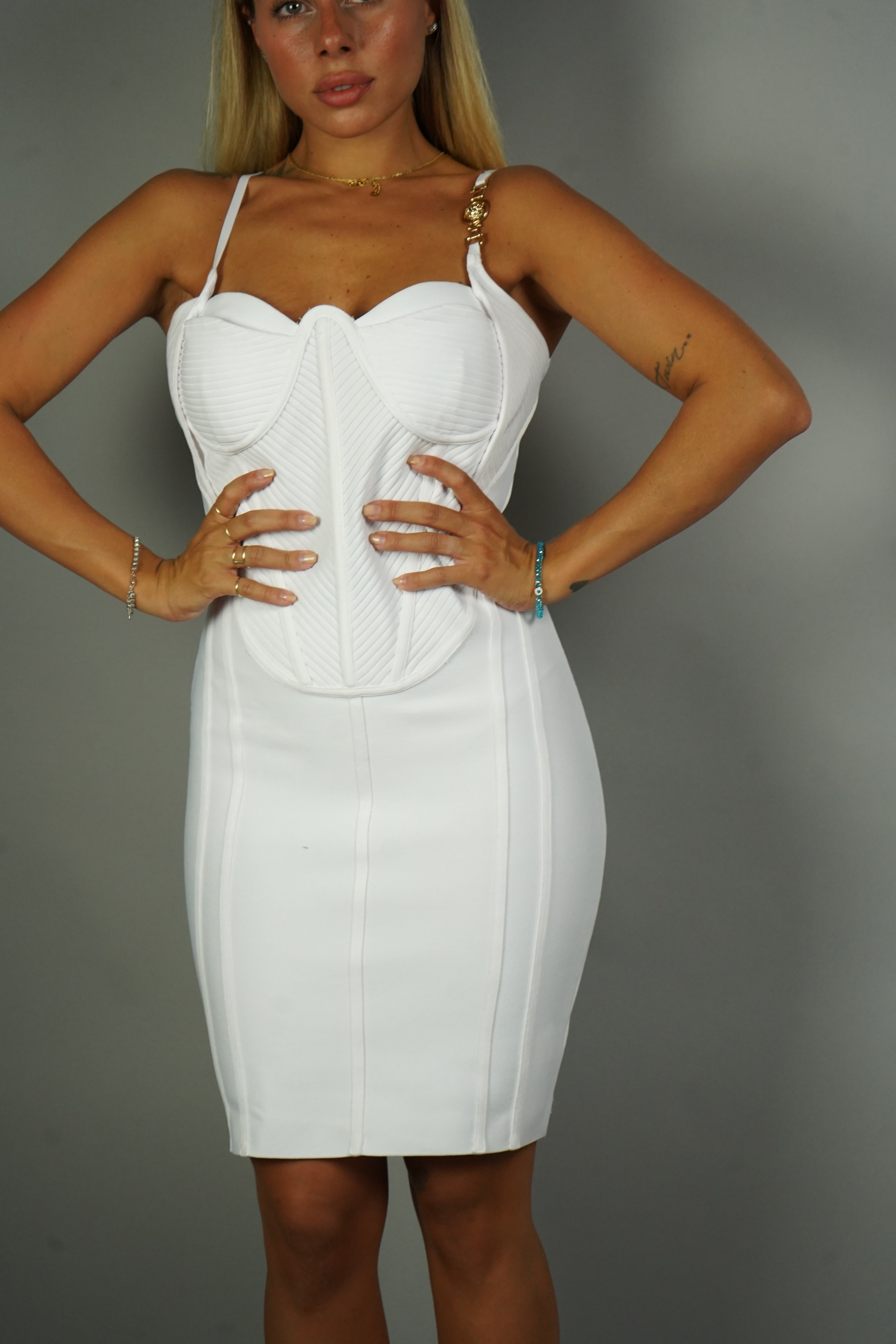 BANDAGE DRESS BIANCO