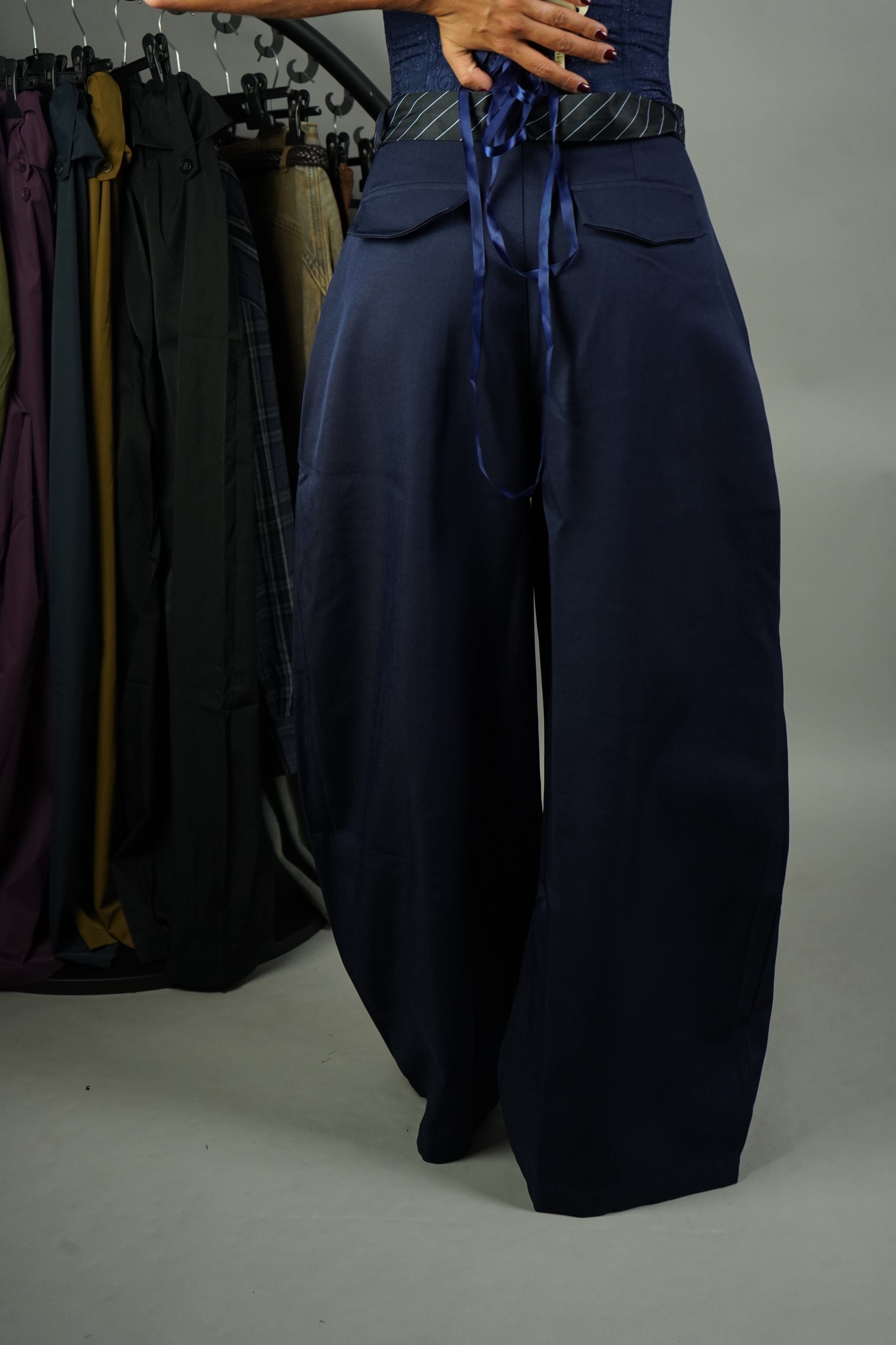 PANTALONE BALLON CRAVATTA BLU