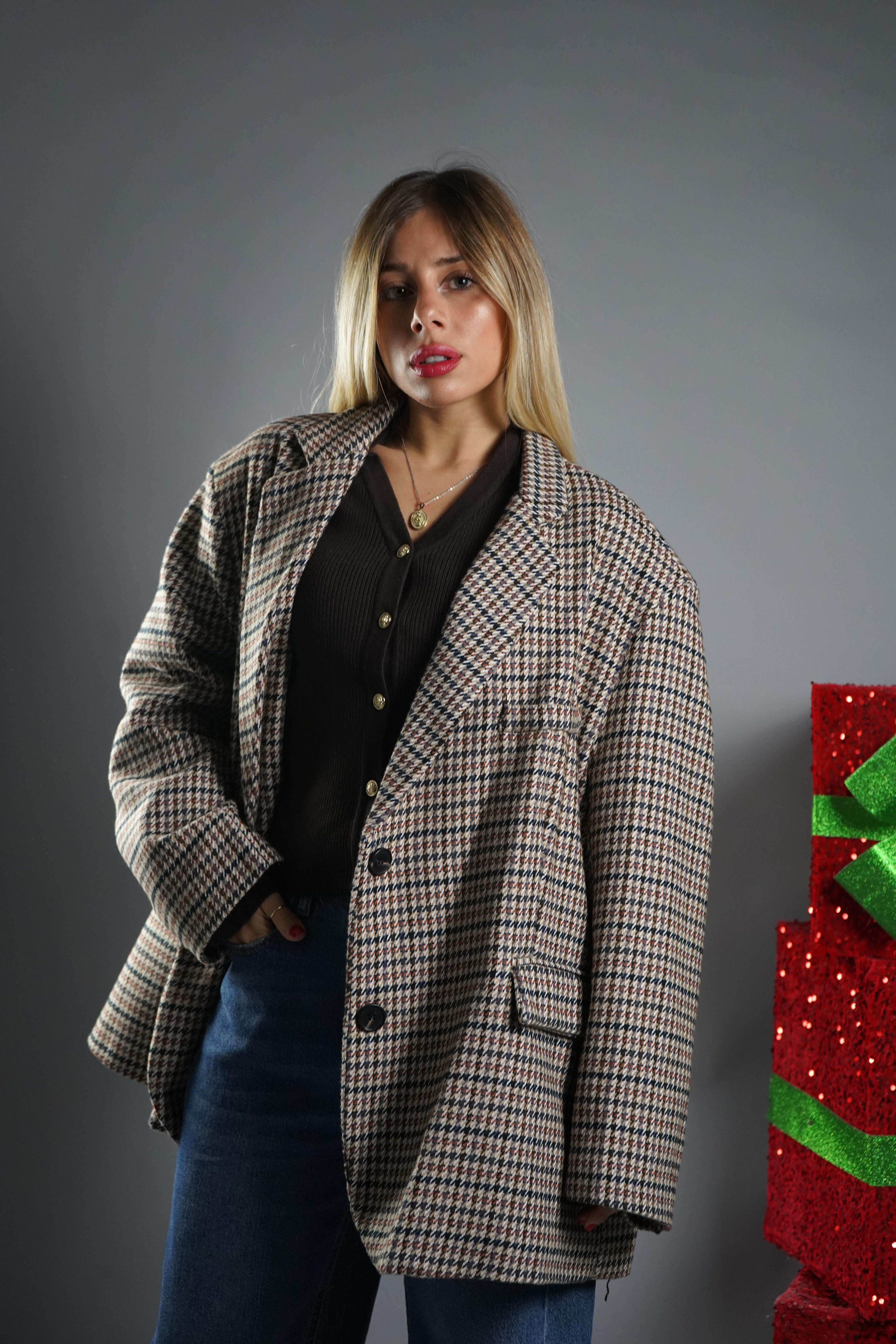 BLAZER LANA PIED DE POULE BEIGE