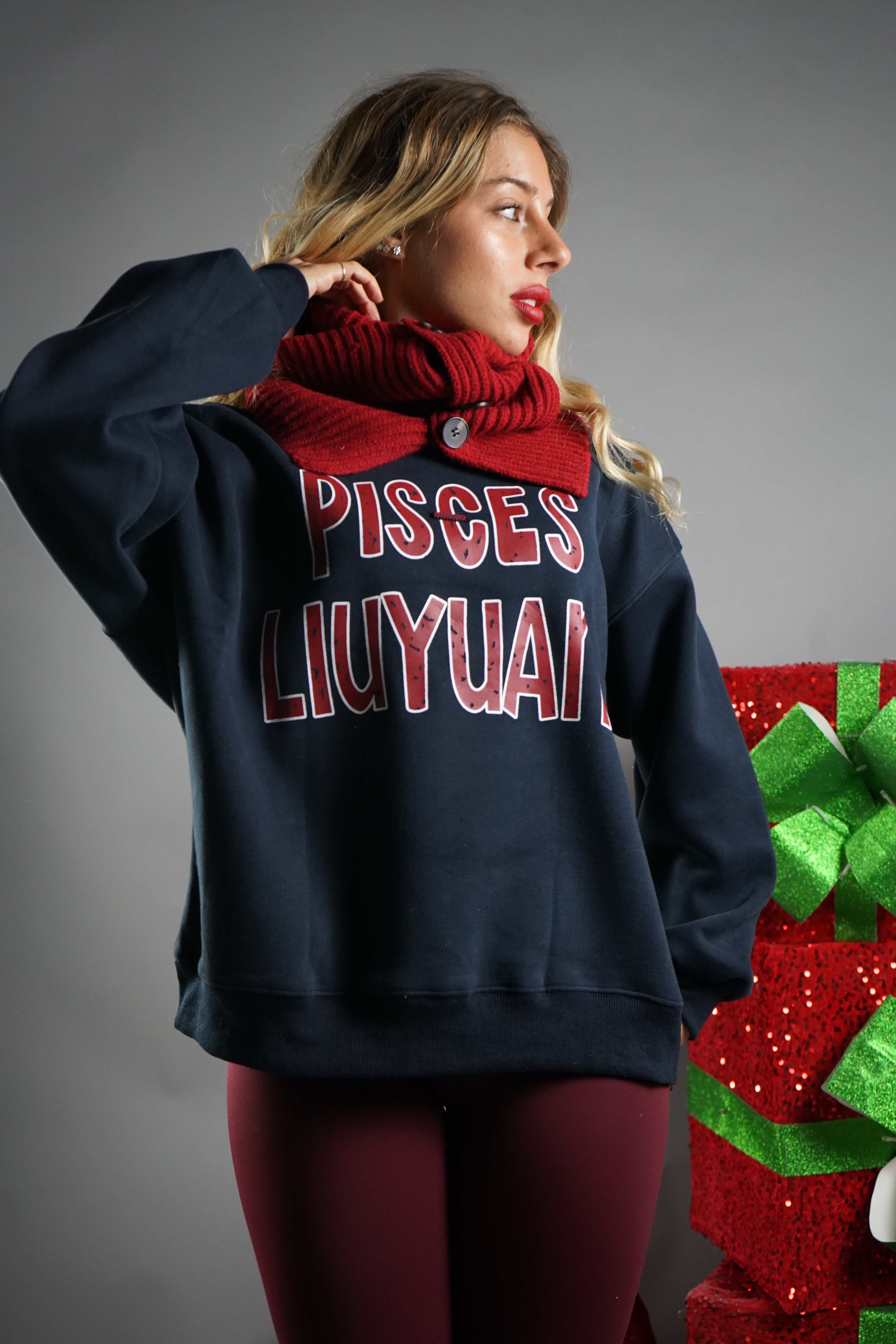 FELPA LUIS CON SCIARPA BLU