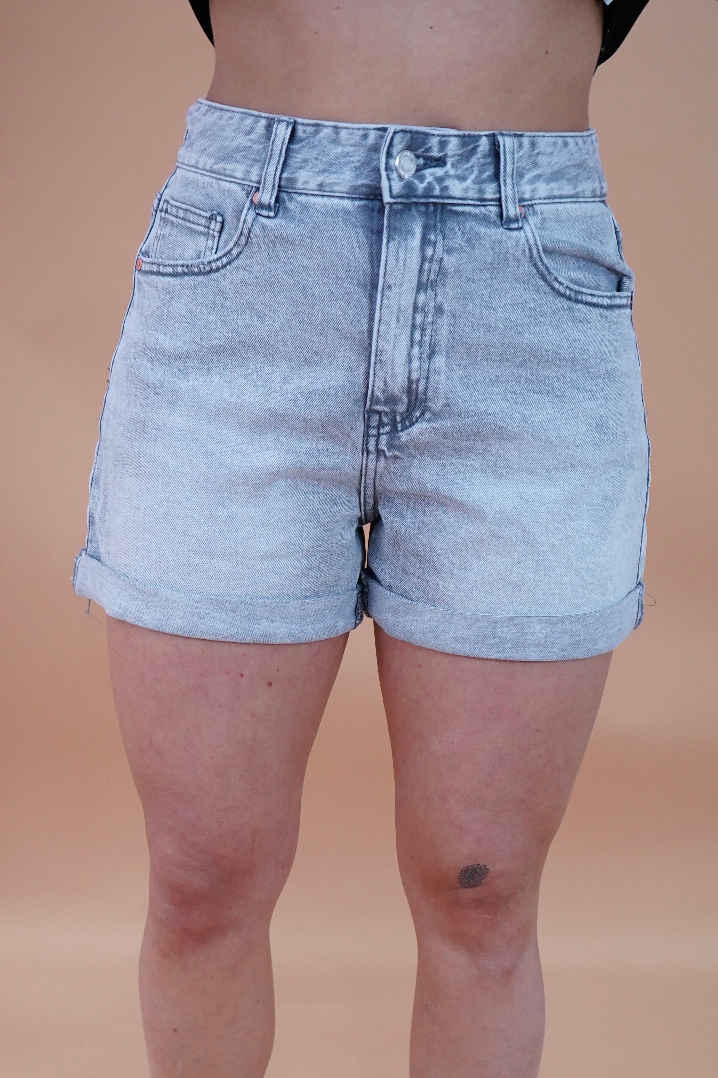 SHORTS MOMFIT DENIM GRIGIO