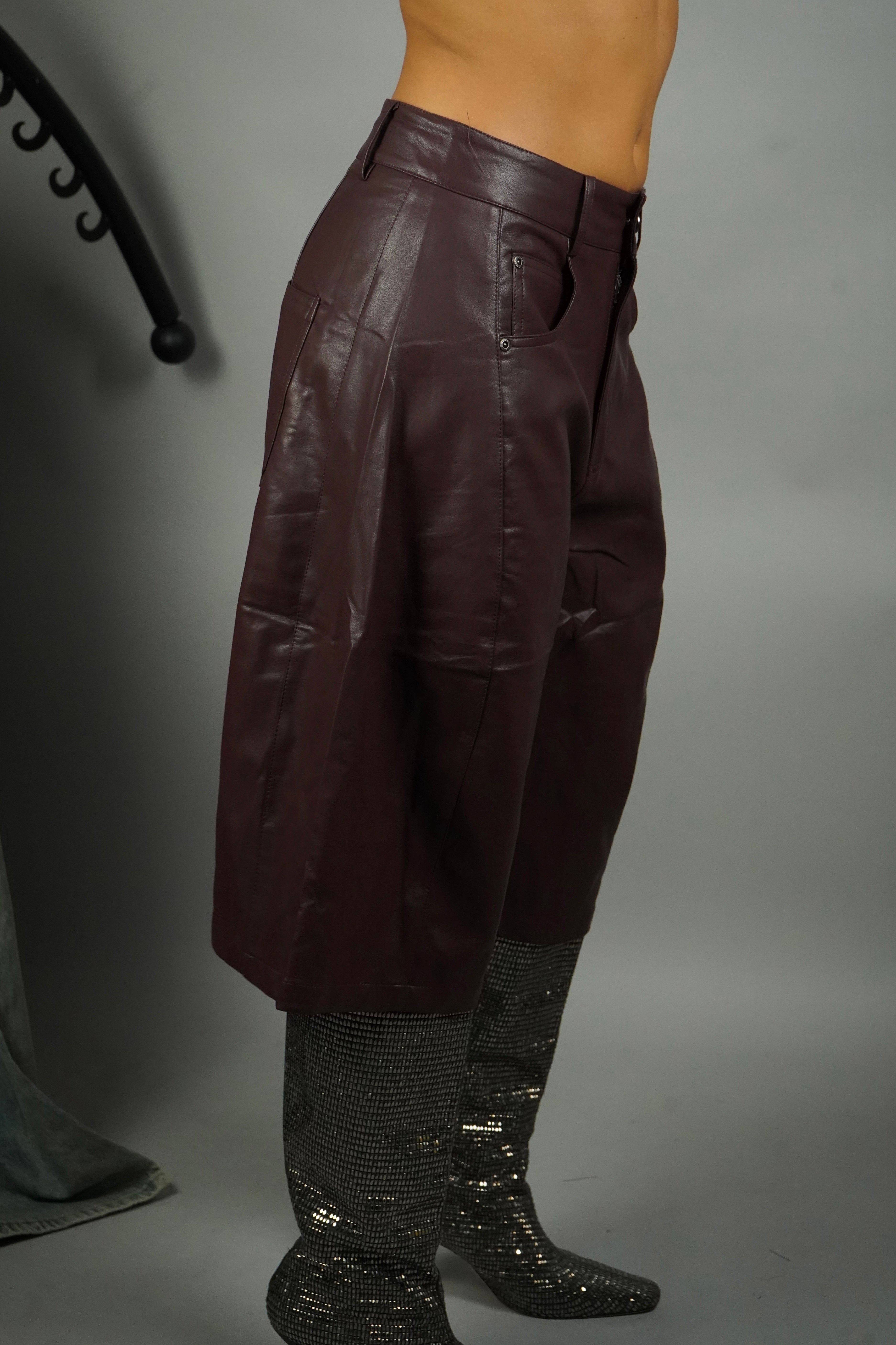 BERMUDA ECOPELLE BAGGY BORDEAUX