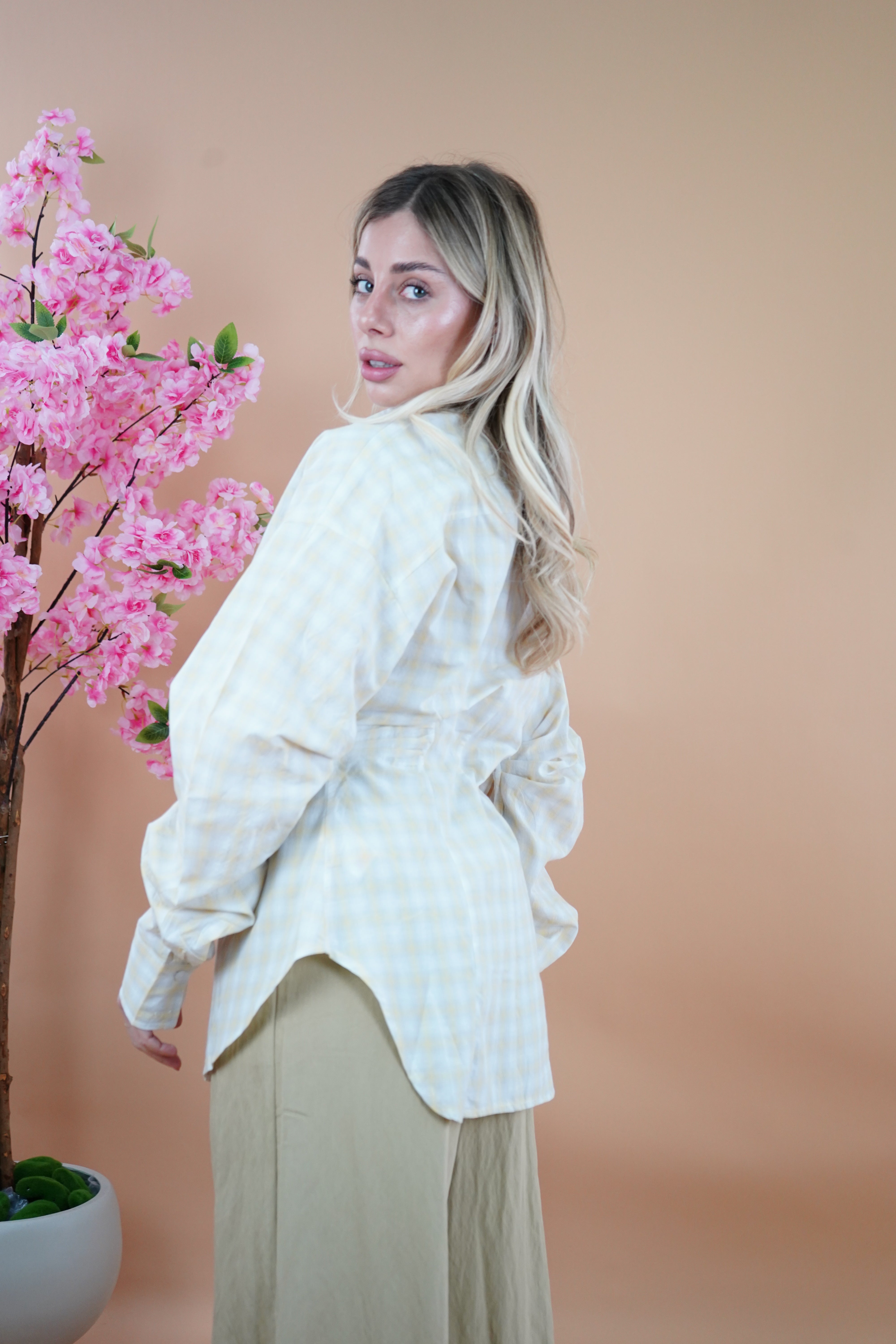CAMICIA PUNTO VITA QUADRI GIALLA