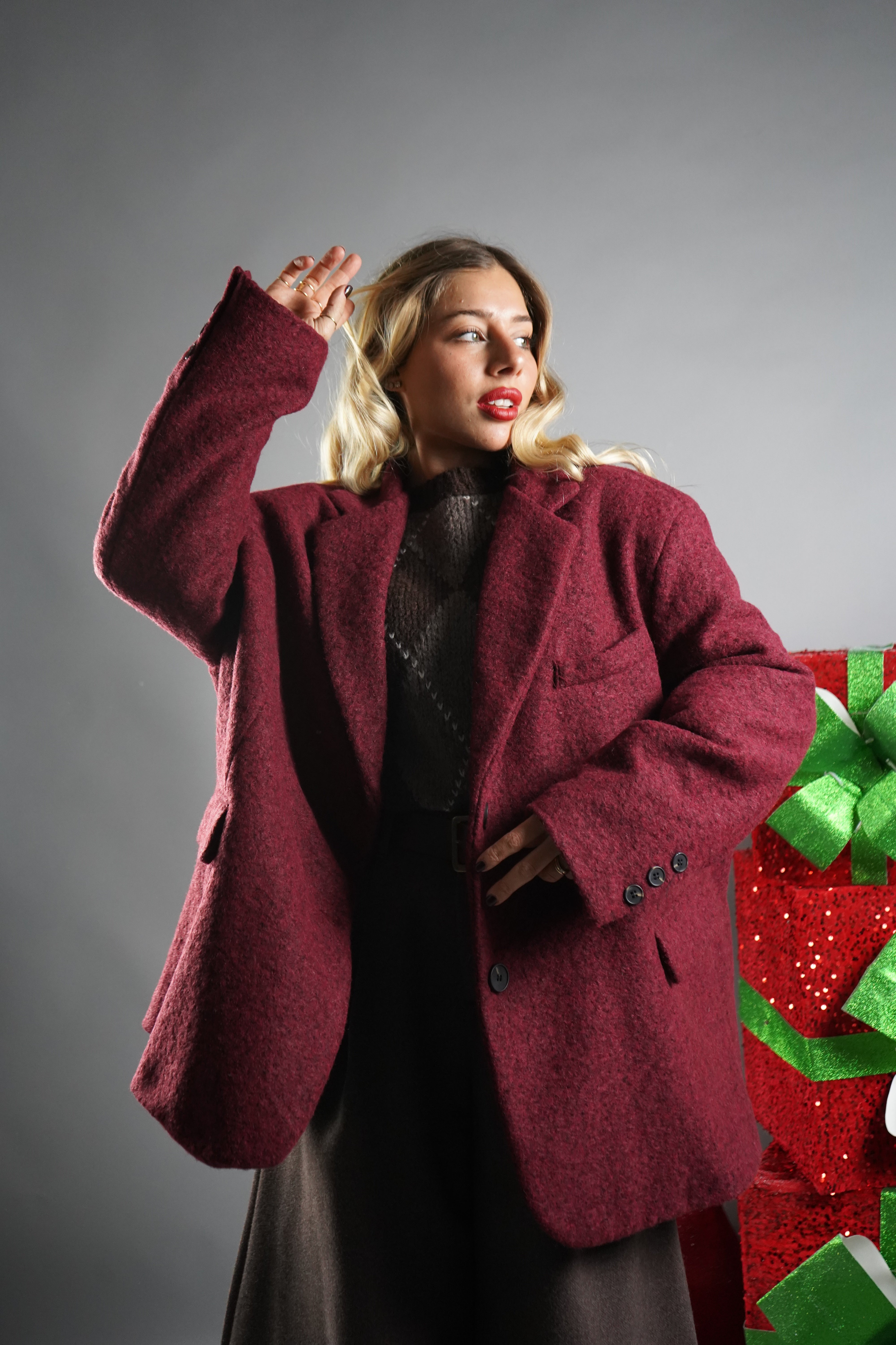 BLAZER LANA TEDDY BORDEAUX