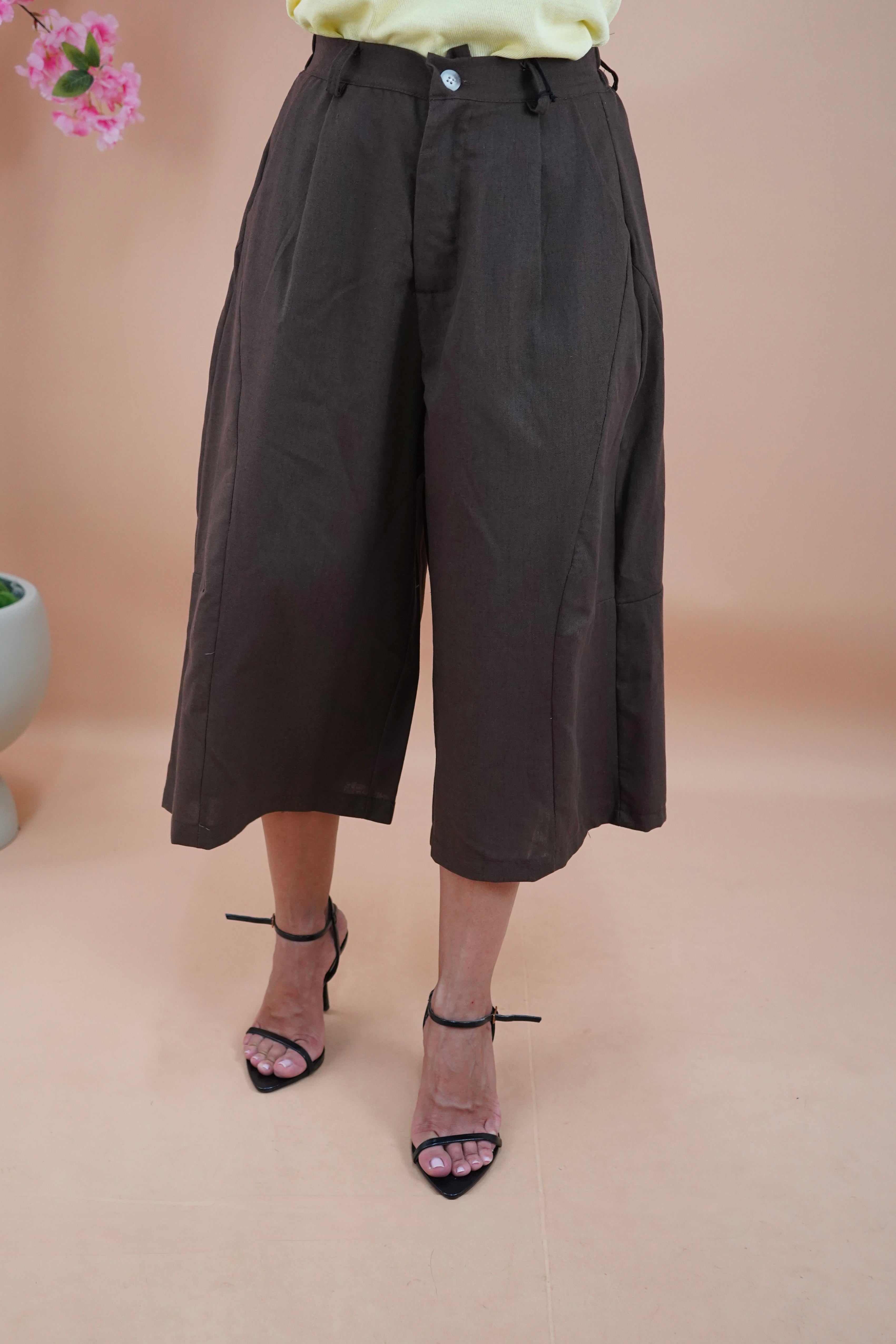BERMUDA MAXI IN FILO MARRONE