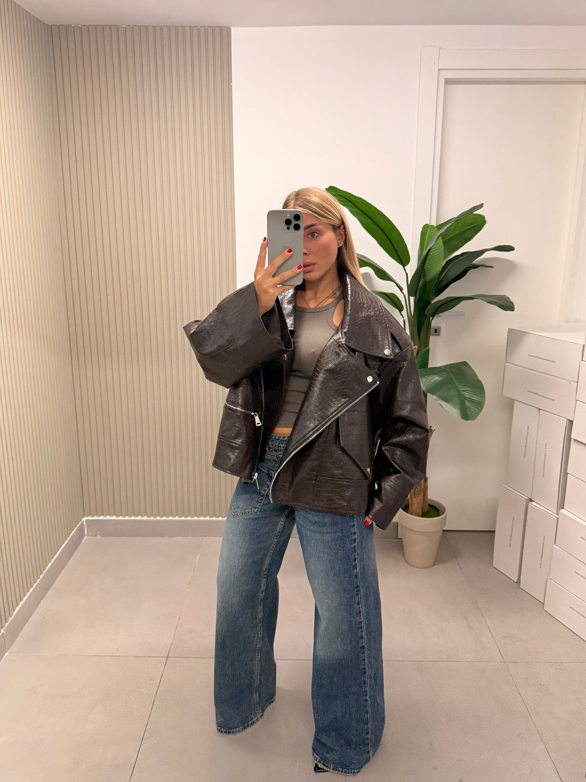 CHIODO ECOPELLE OVERSIZE COCCO MARRONE