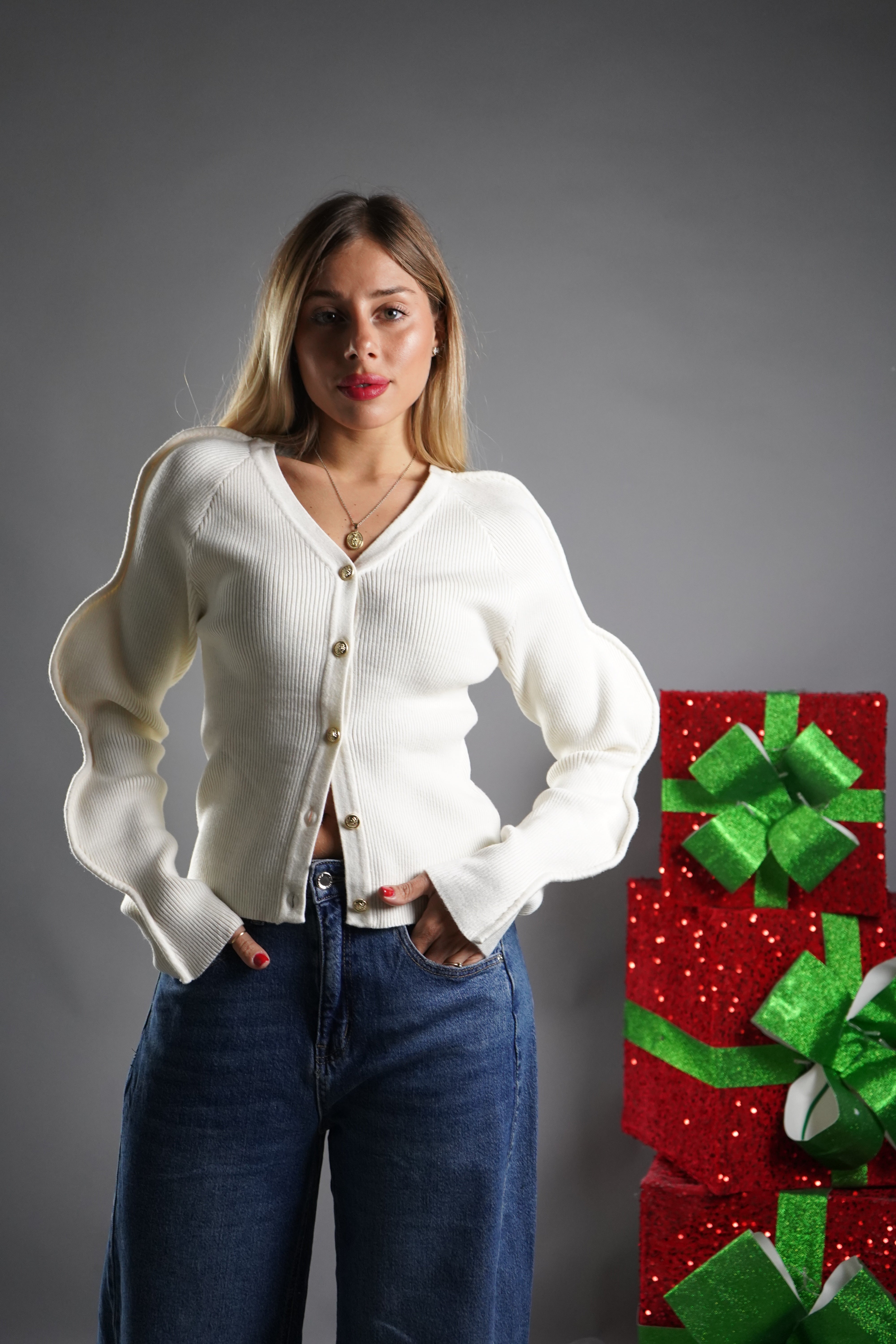 CARDIGAN FARFALLA BIANCO