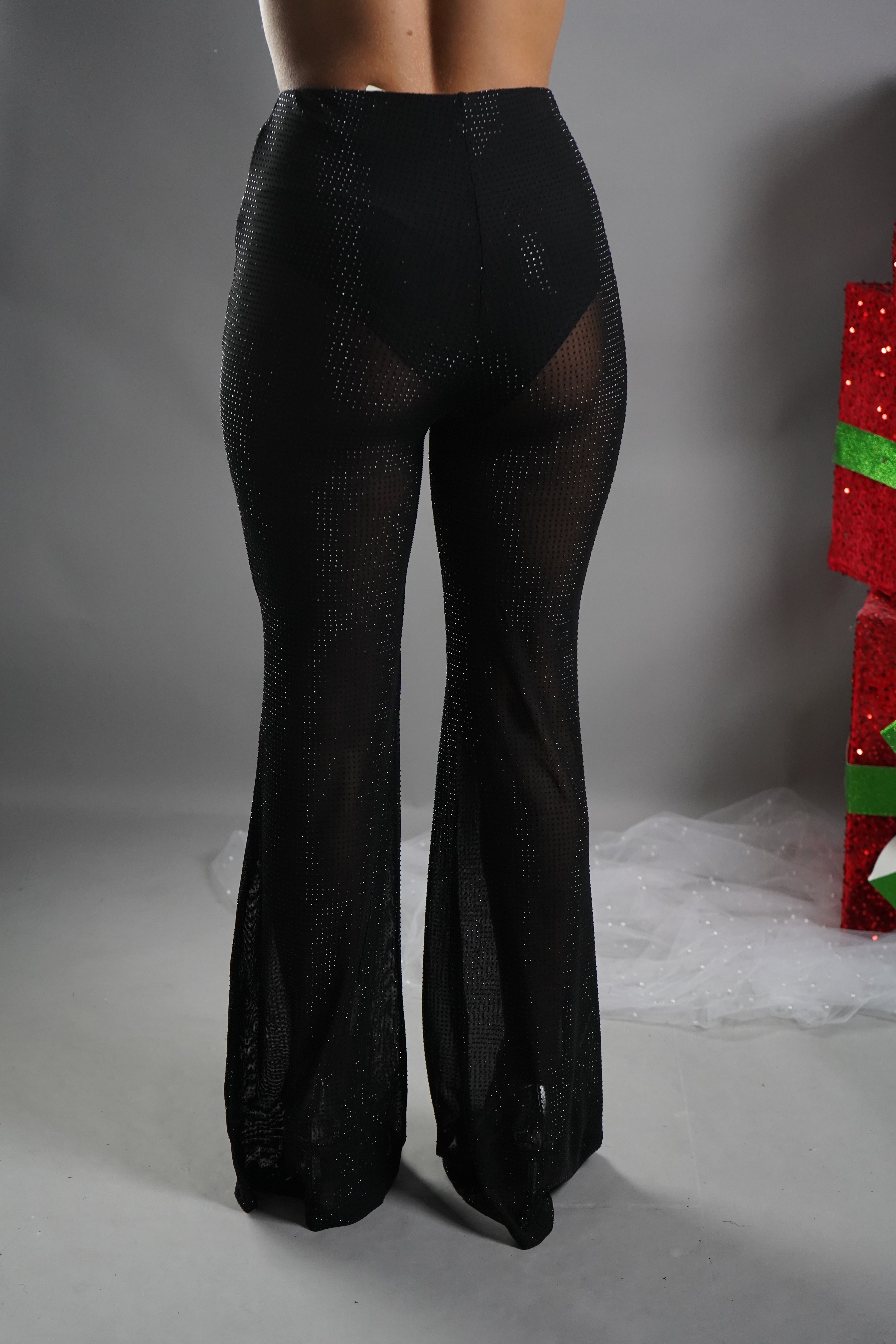 PANTALONE ZAMPA STRASS NERO