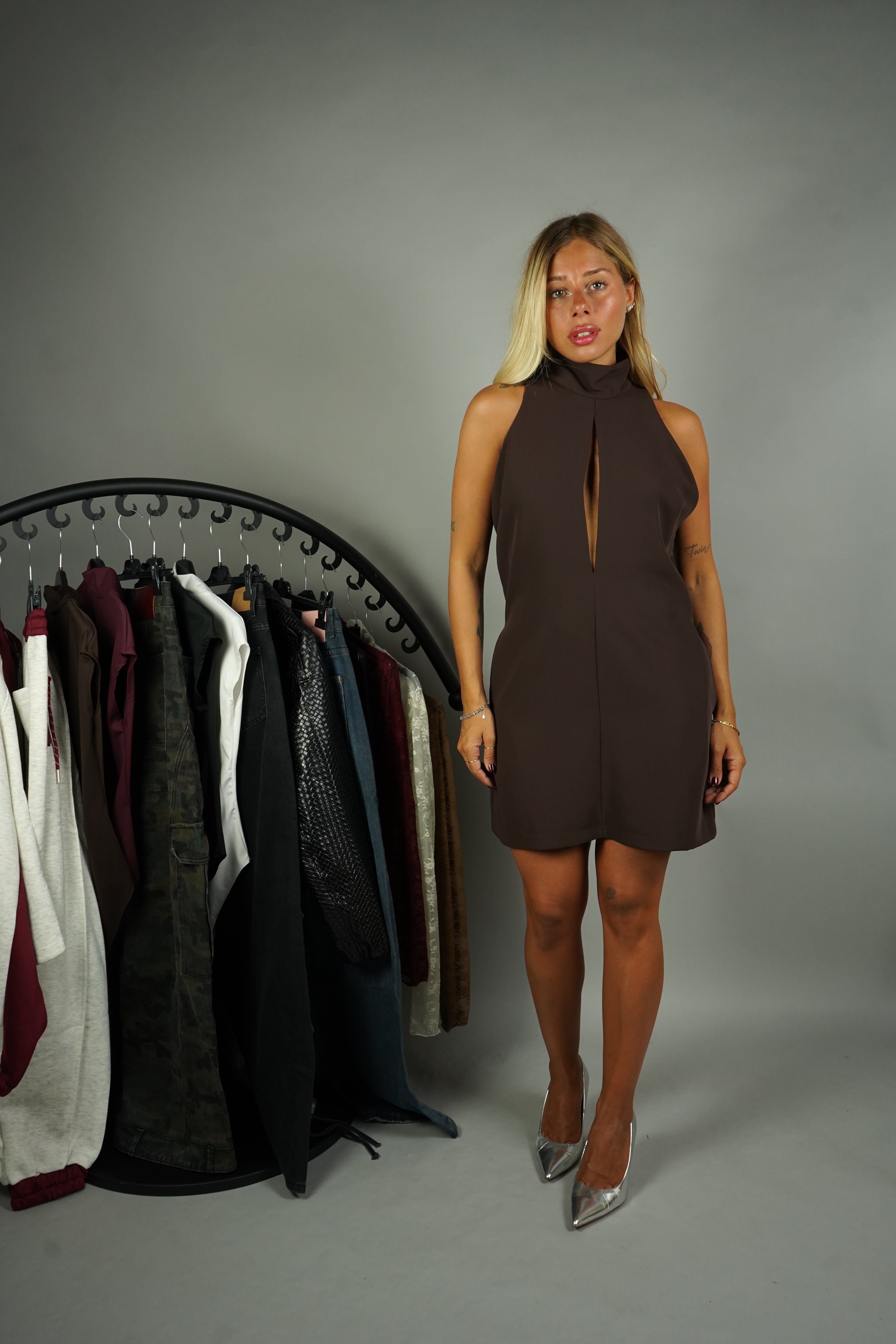 VESTITO TRAPEZIO LUMINA MARRONE