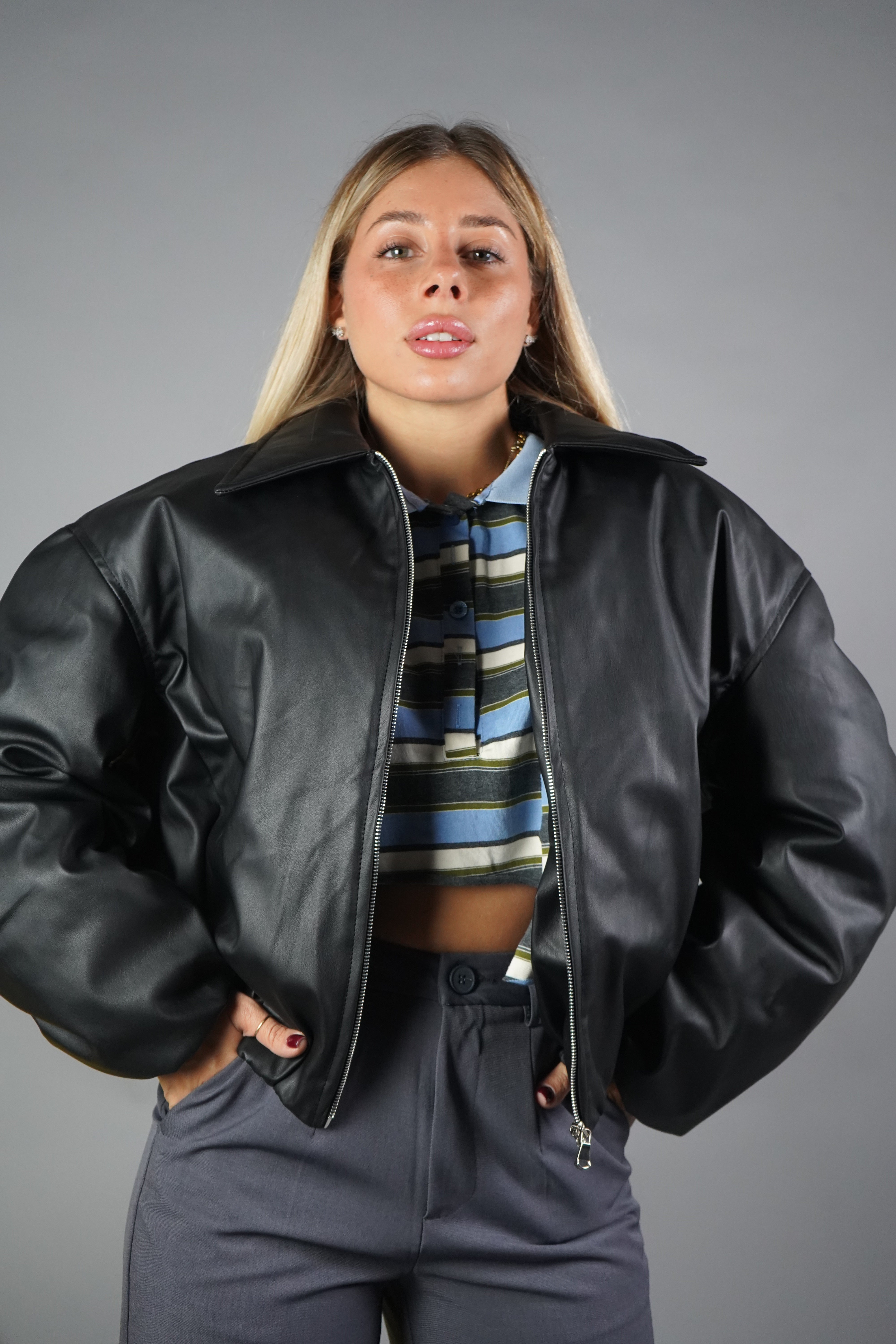 BOMBER ECOPELLE LUMINA NERO