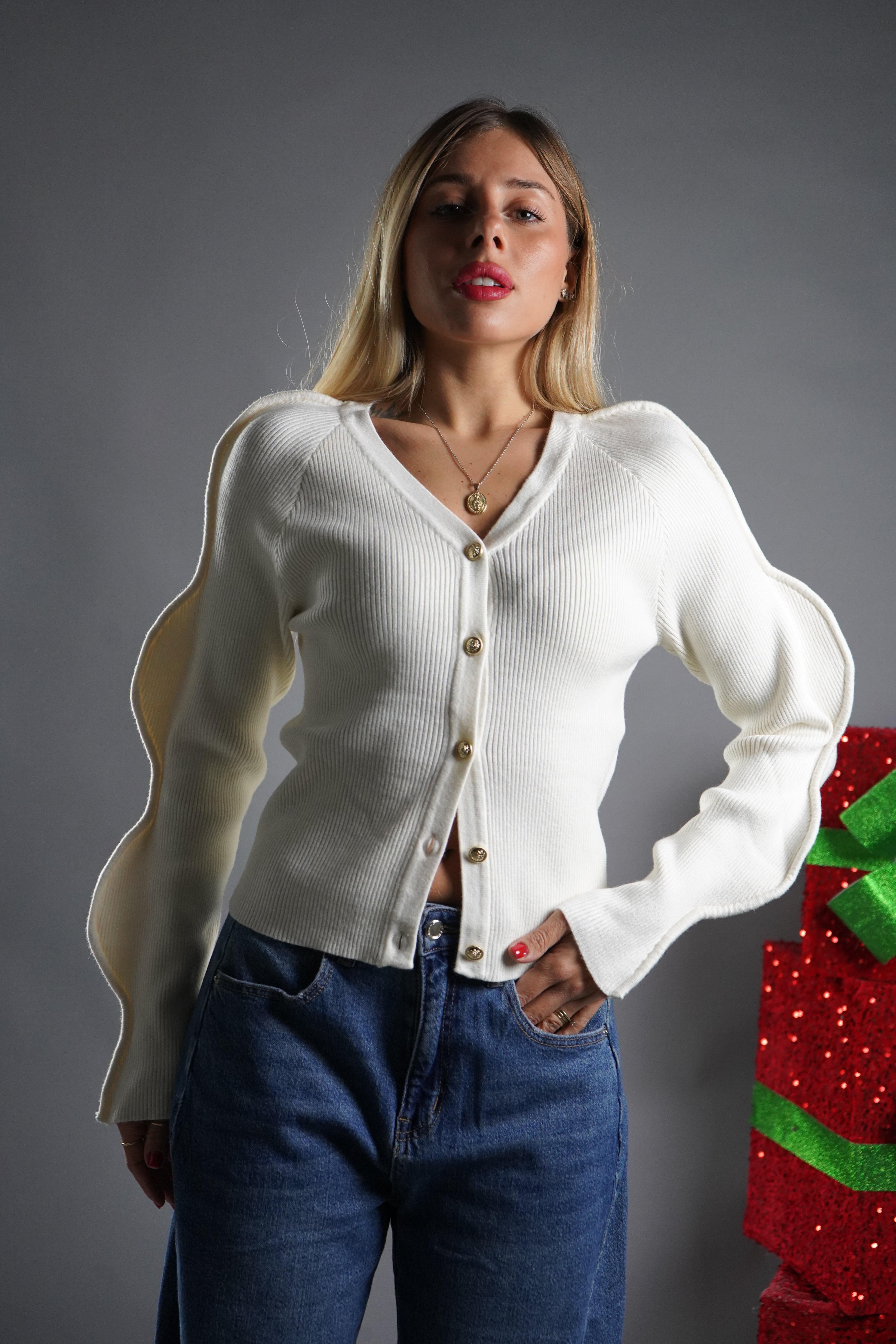CARDIGAN FARFALLA BIANCO