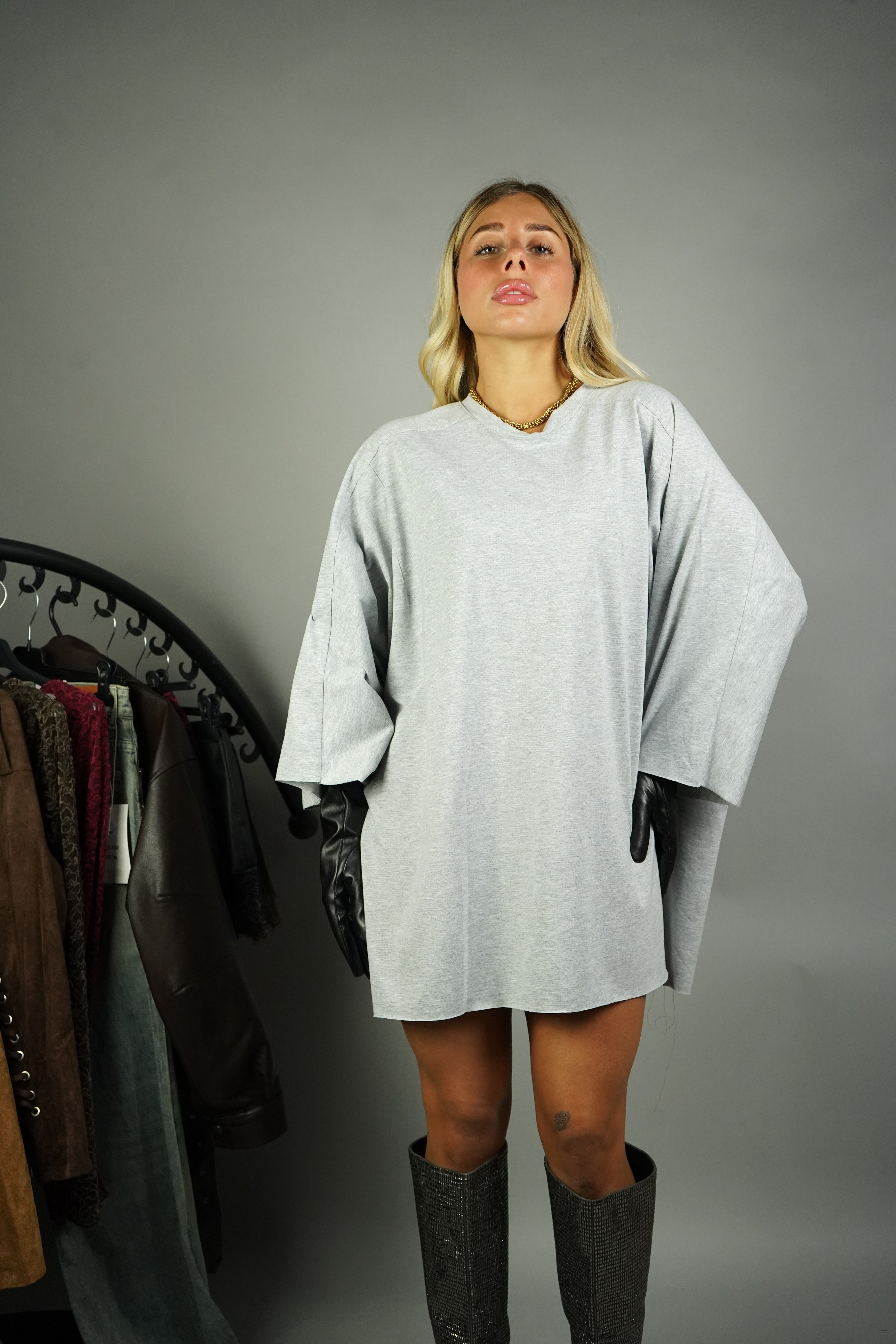 MAXI T-SHIRT WEST GRIGIA