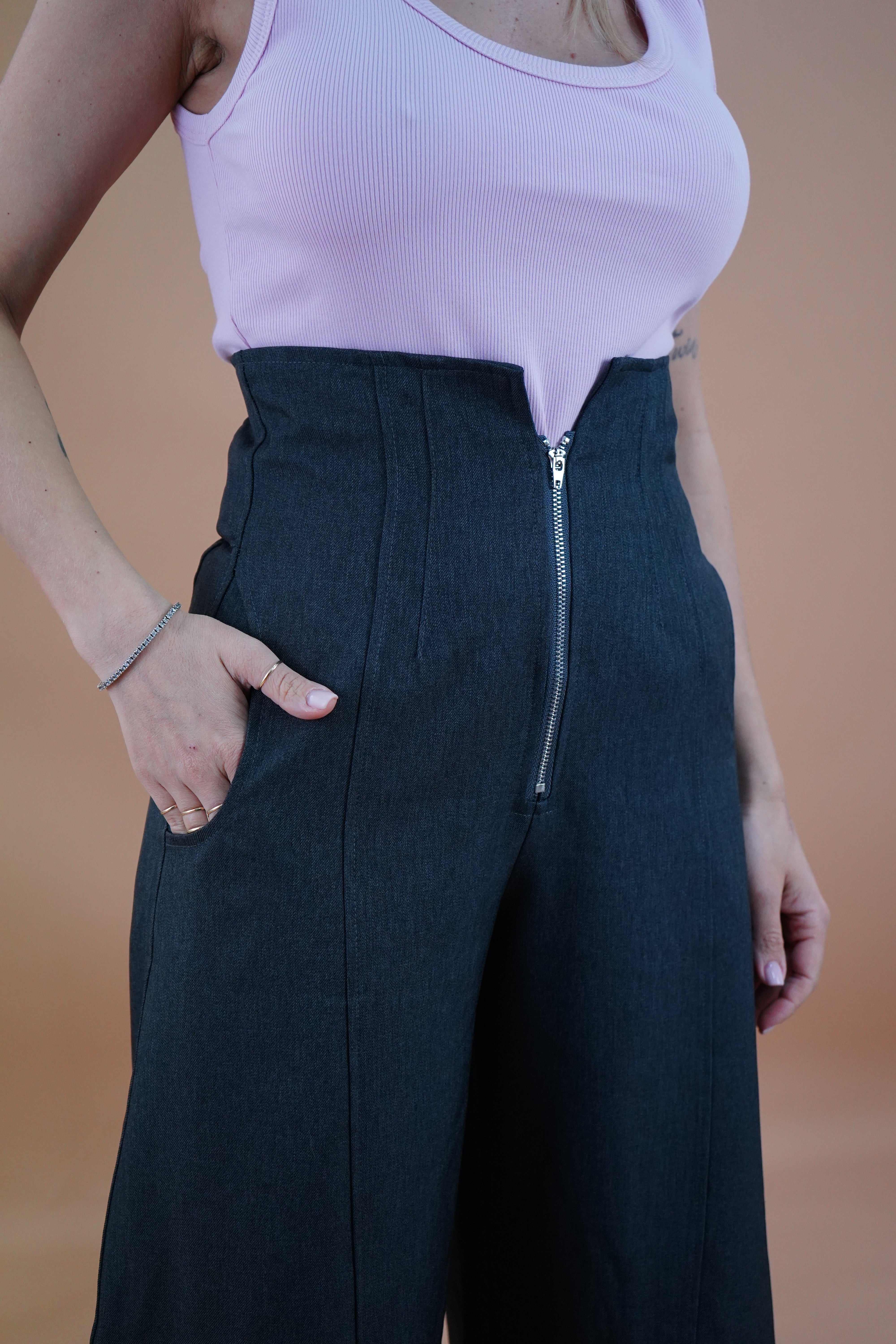 PANTALONE BALLON CON ZIP GRIGIO SCURO