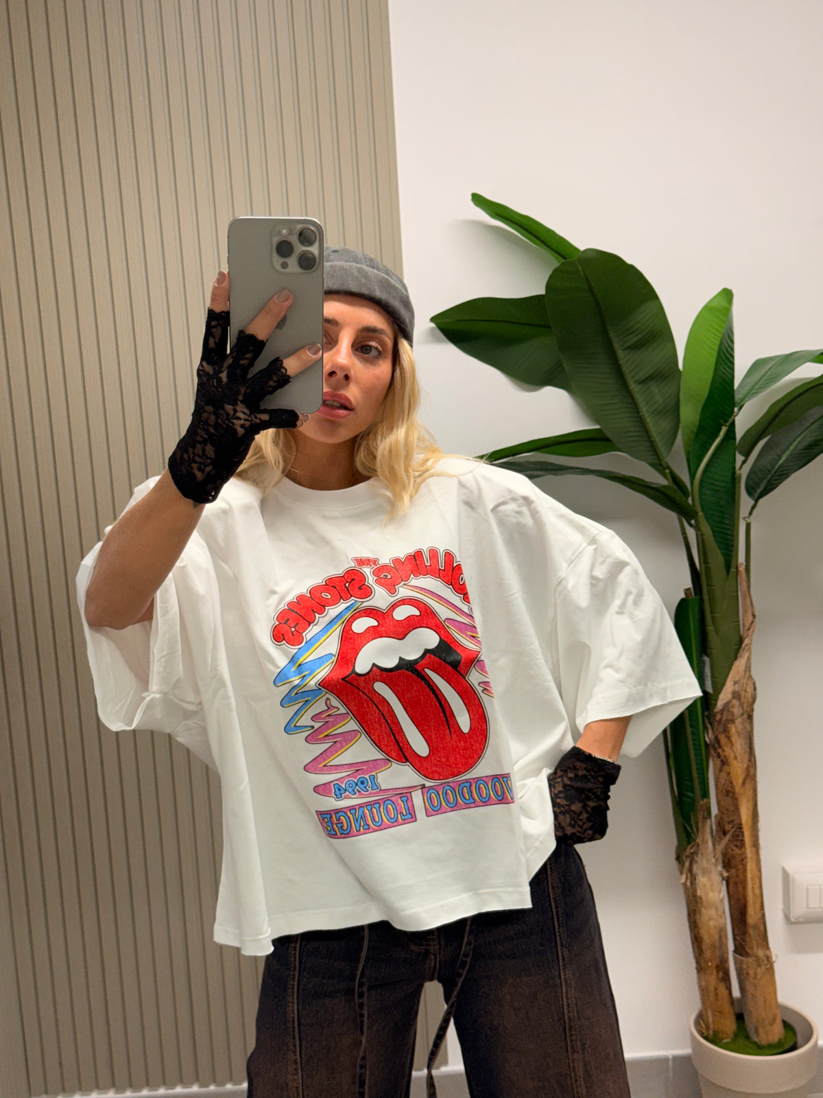 T-SHIRT BOXY ROLLING STONES BIANCA