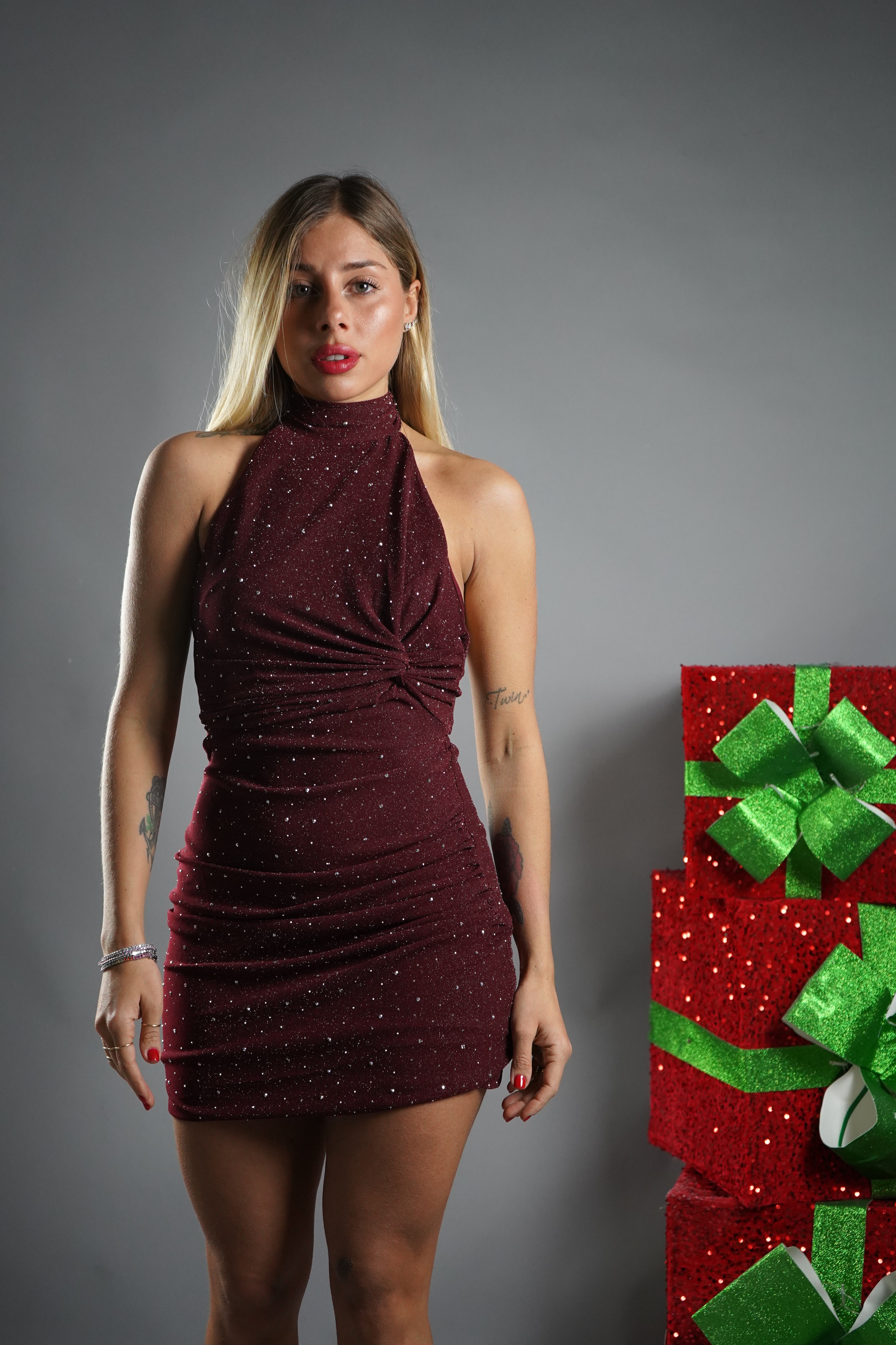 MINI DRESS CENONE BORDEAUX